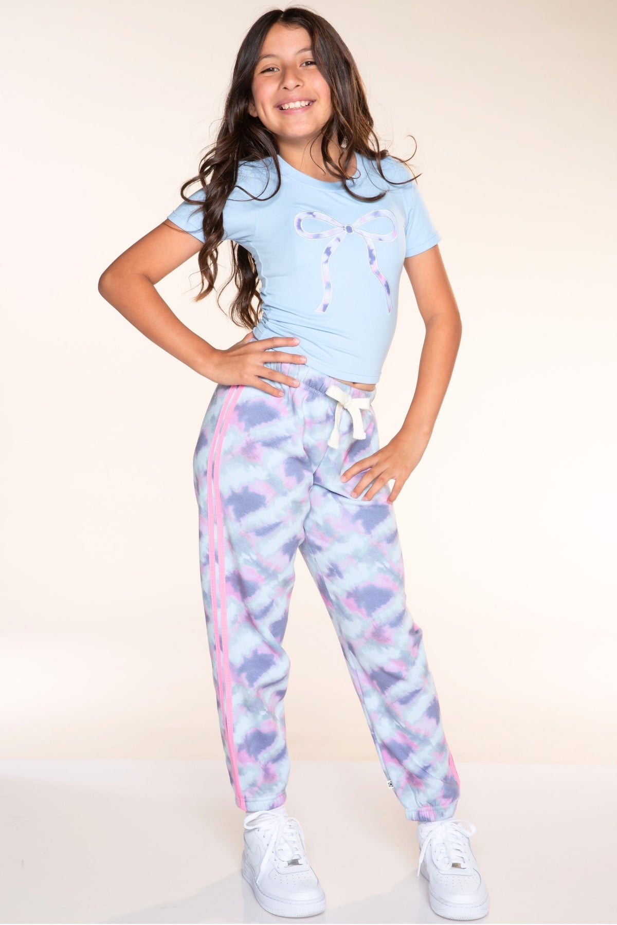 Cloud Soft French Terry Twill Trim Sweatpant - Ice Blue Pink Denim Tie Dye - NEW!