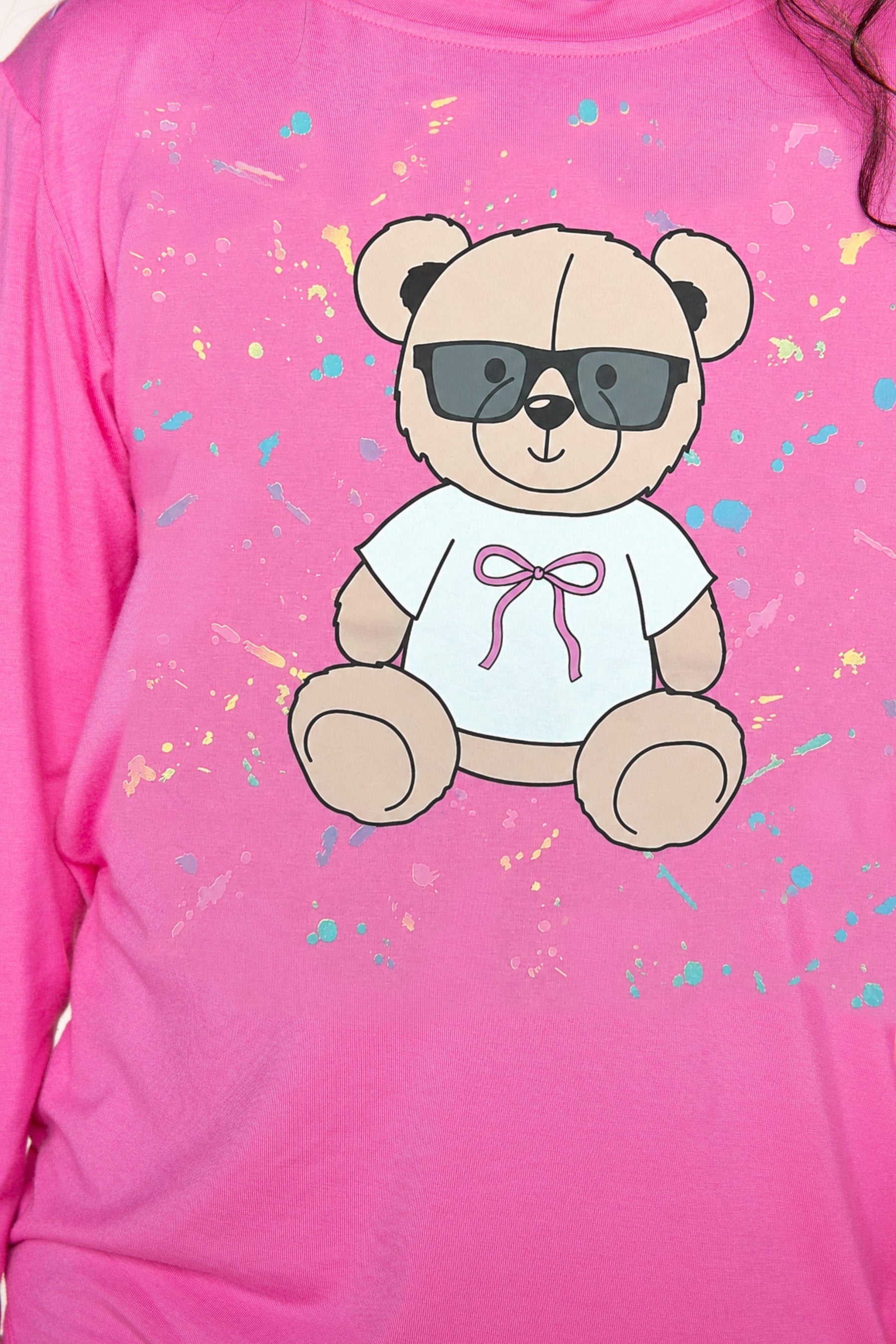 Modal Long Sleeve Shirttail Top - Black Rose Gold Glitter
