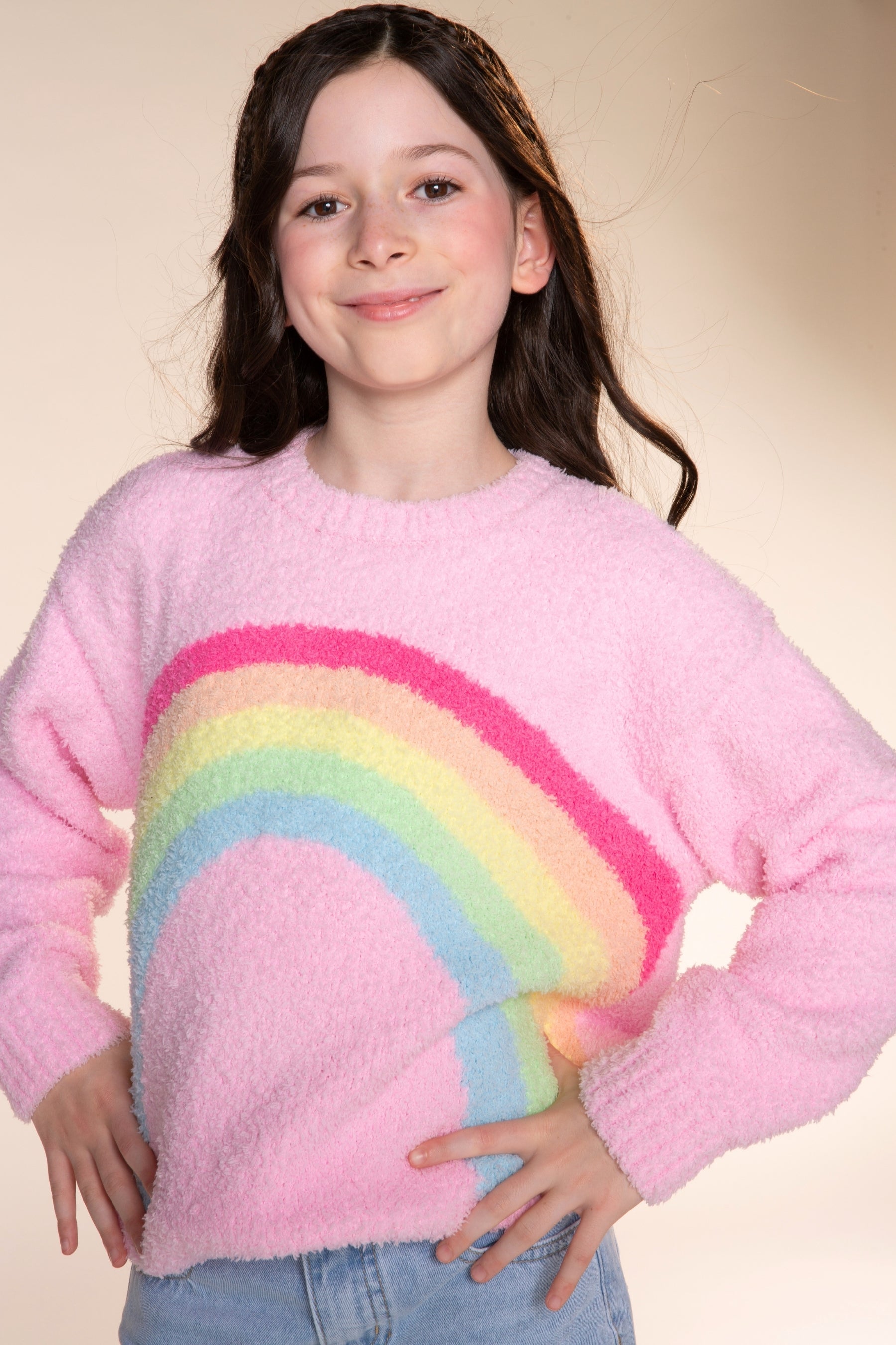 Cloud Plush Crew Neck Sweater - Dusty Blue Pink Star - NEW!