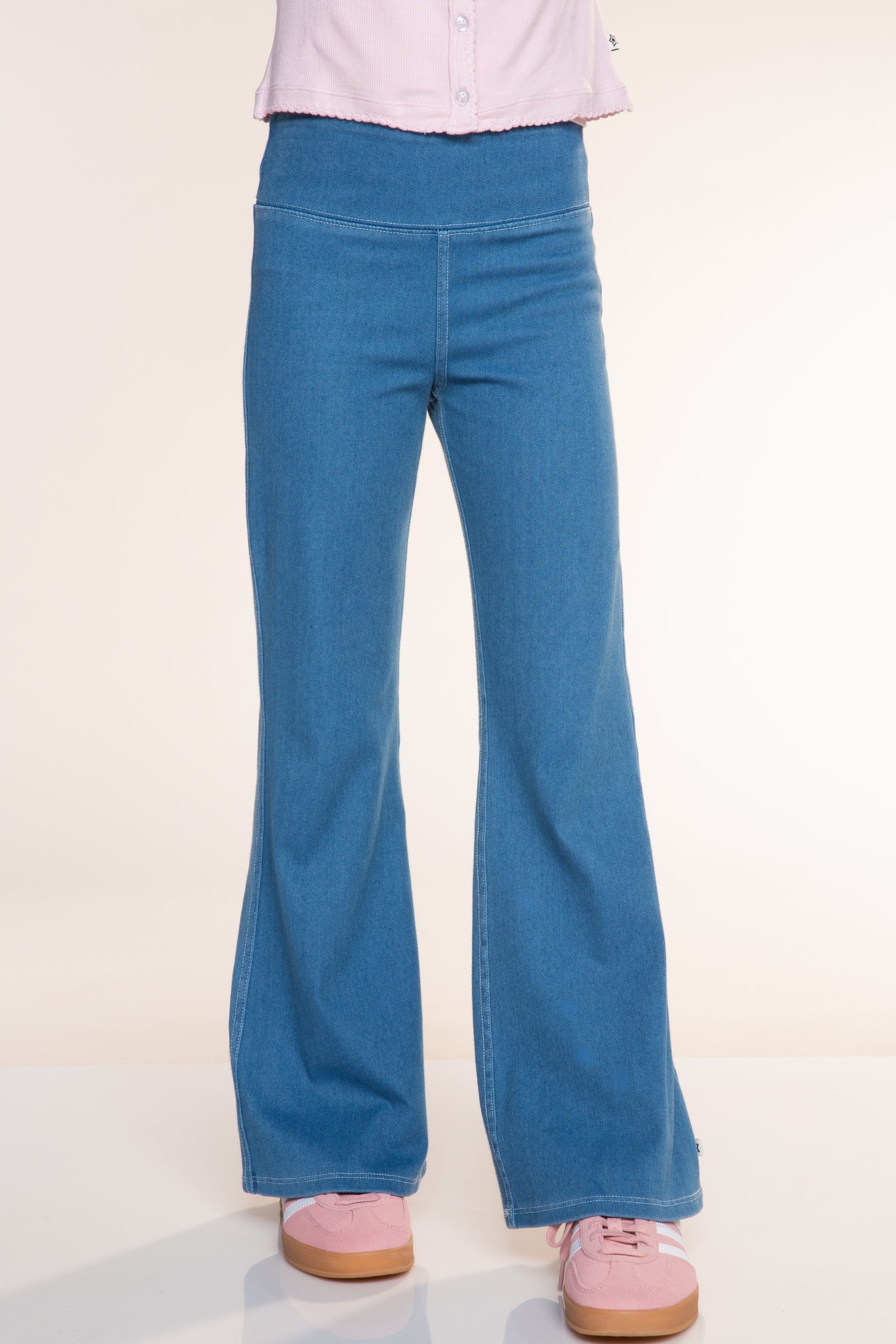 Super Stretch Soft Denim Flare Jegging - Light Blue Denim Floral - NEW!