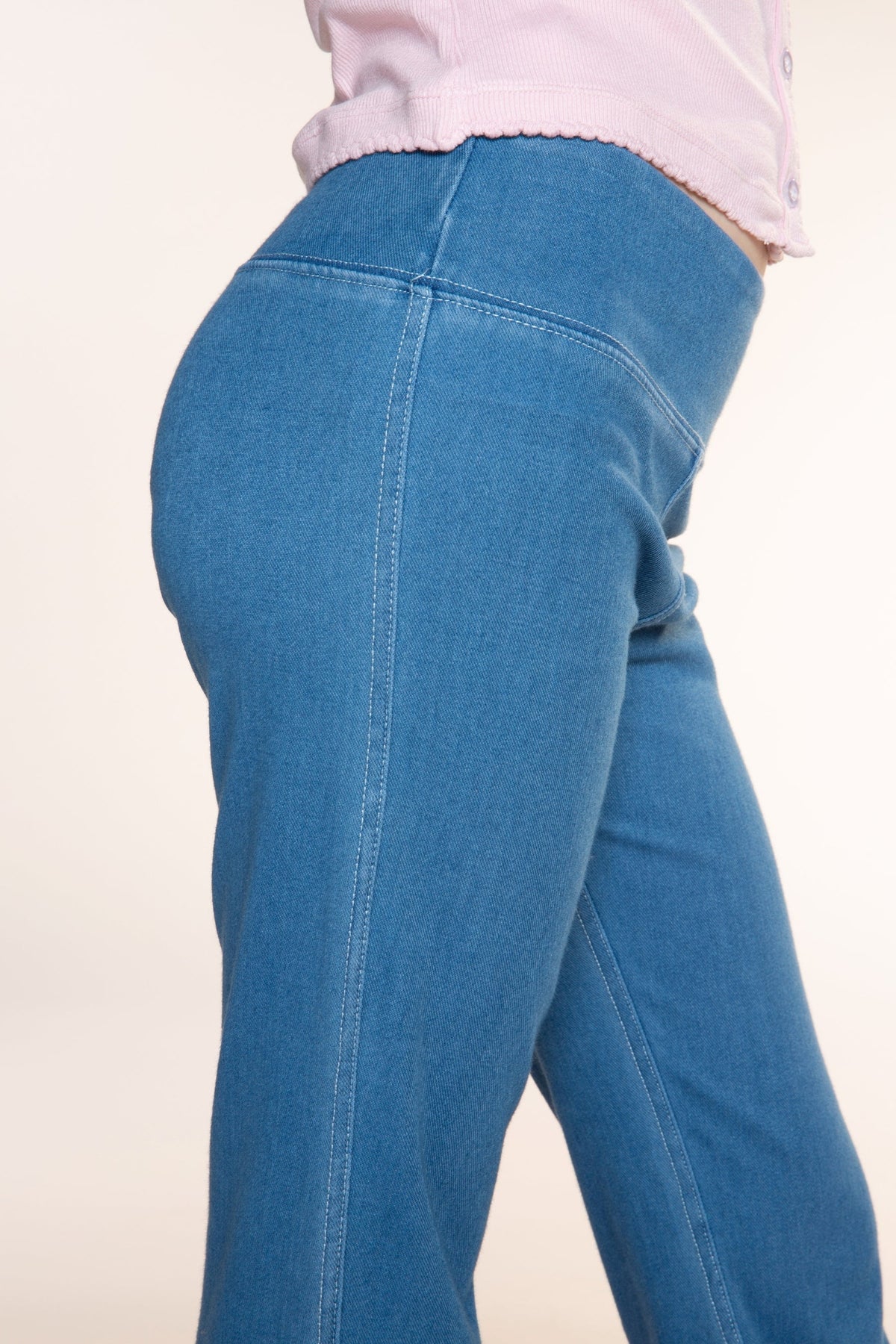 Super Stretch Soft Denim Flare Jegging - Light Blue Denim Floral - NEW!