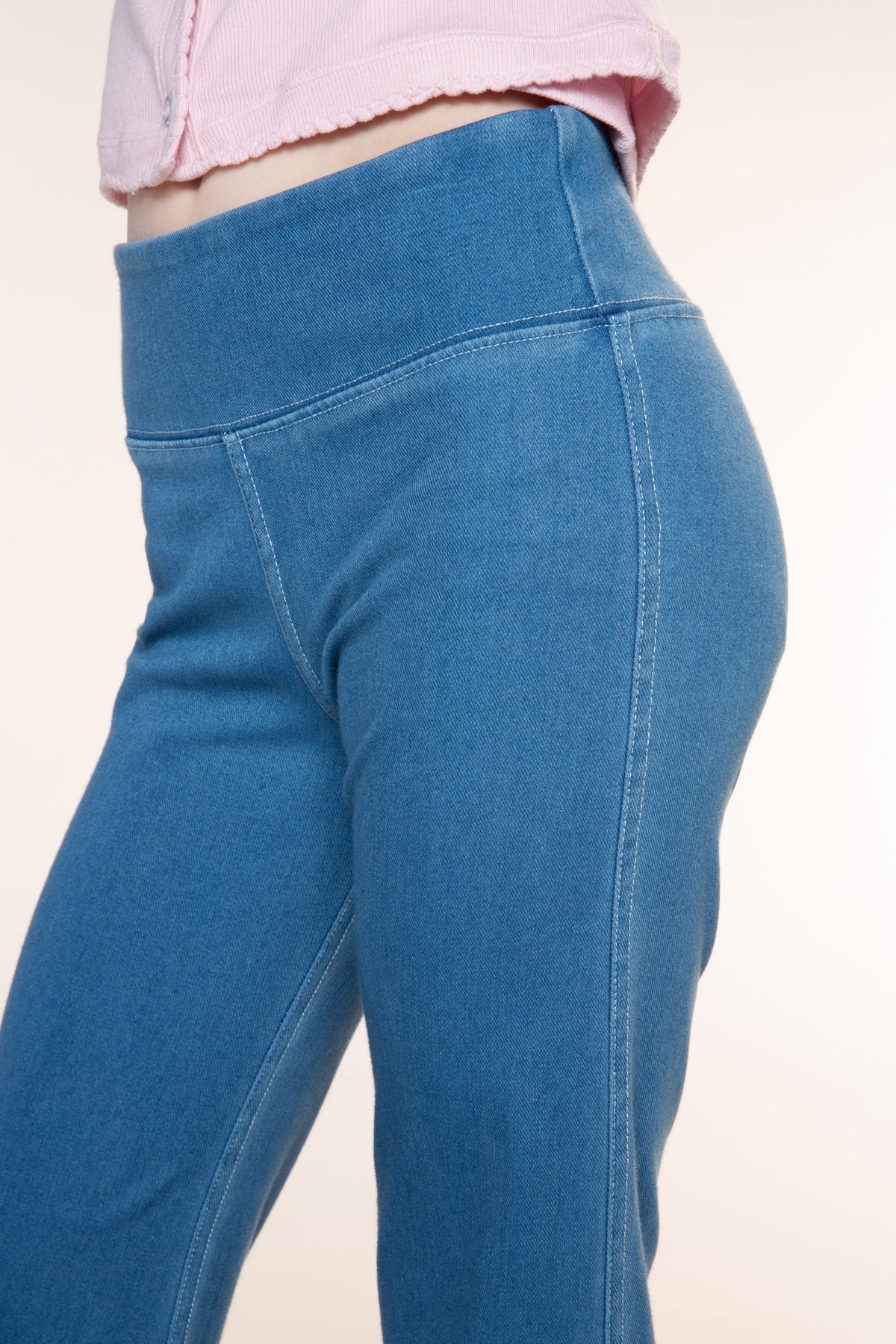 Super Stretch Soft Denim Flare Jegging - Light Blue Denim Floral - NEW!