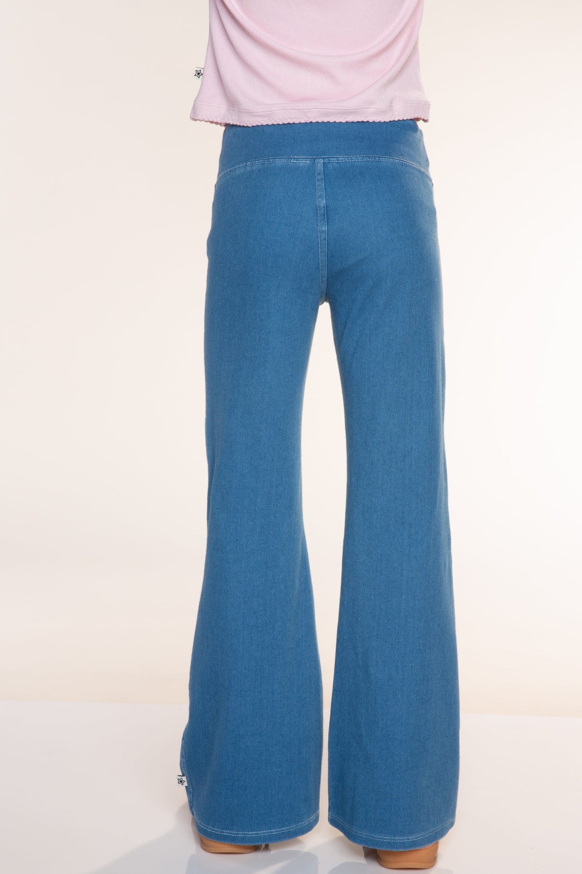 Super Stretch Soft Denim Flare Jegging - Light Blue Denim Floral - NEW!