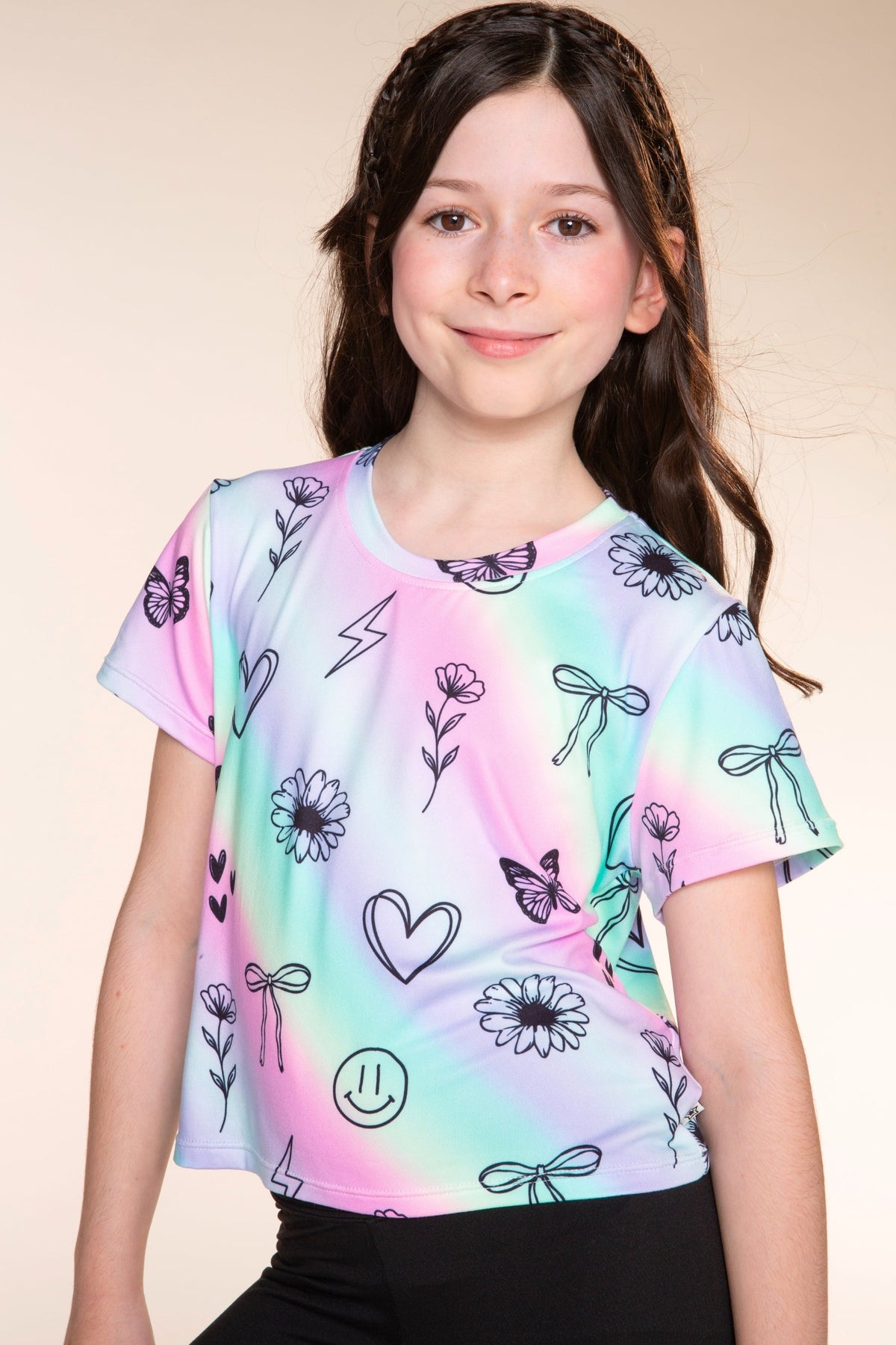 Simply Soft Easy Tee - Pastel Rainbow Sketch Emoji - NEW!