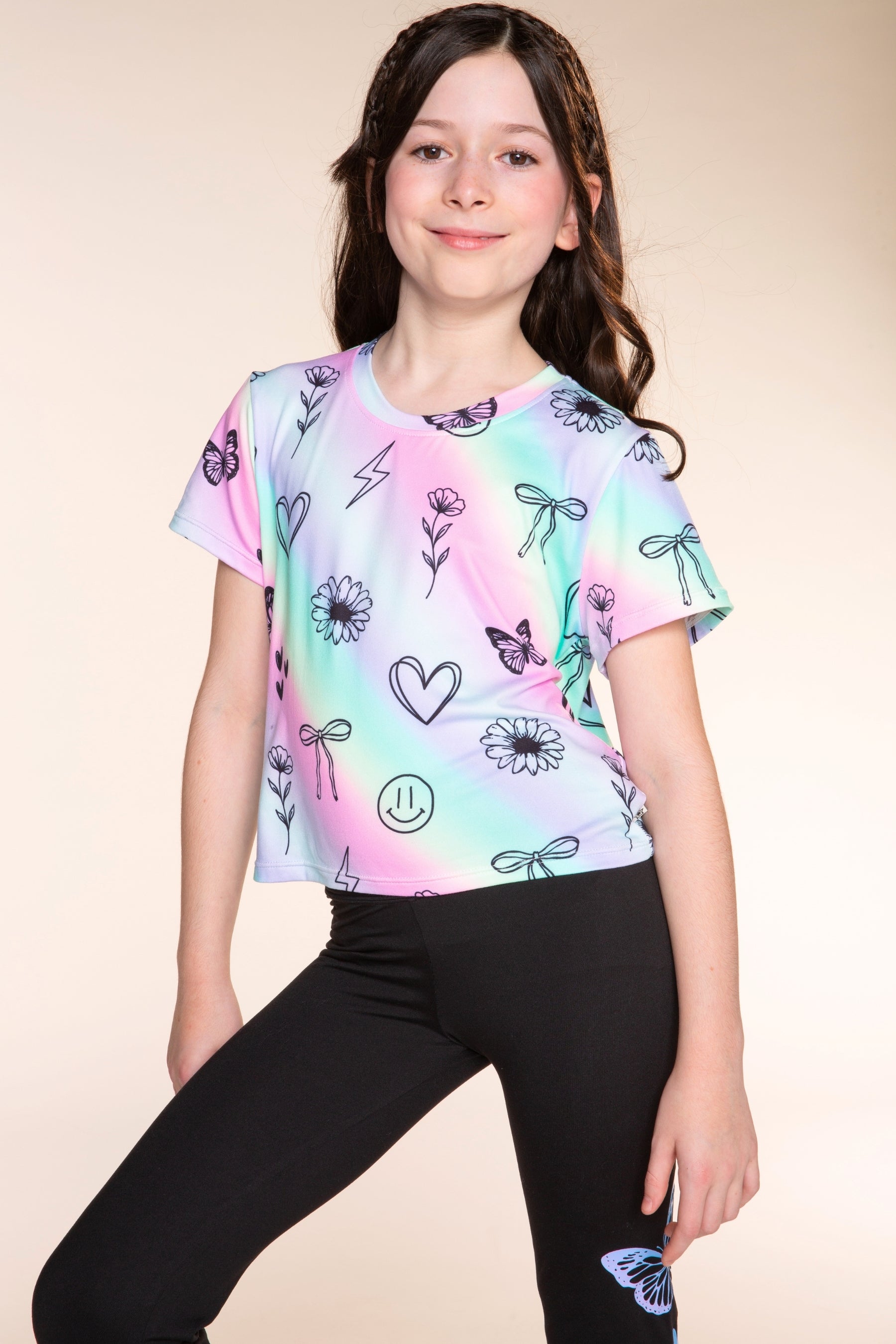 Simply Soft Easy Tee - Pastel Rainbow Sketch Emoji - NEW!