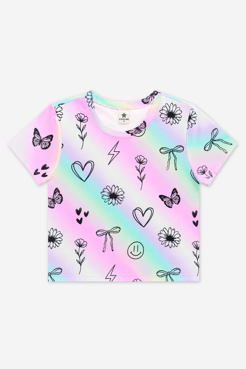 Simply Soft Easy Tee - Pastel Rainbow Sketch Emoji - NEW!