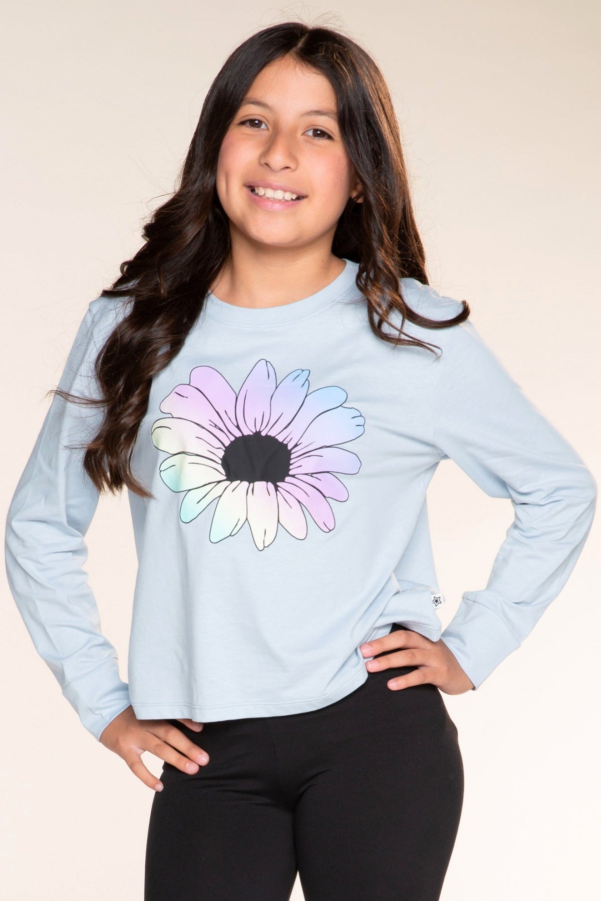 Washed Cotton Long Sleeve Easy Tee - Charcoal Pink Sketch Emojis - NEW!