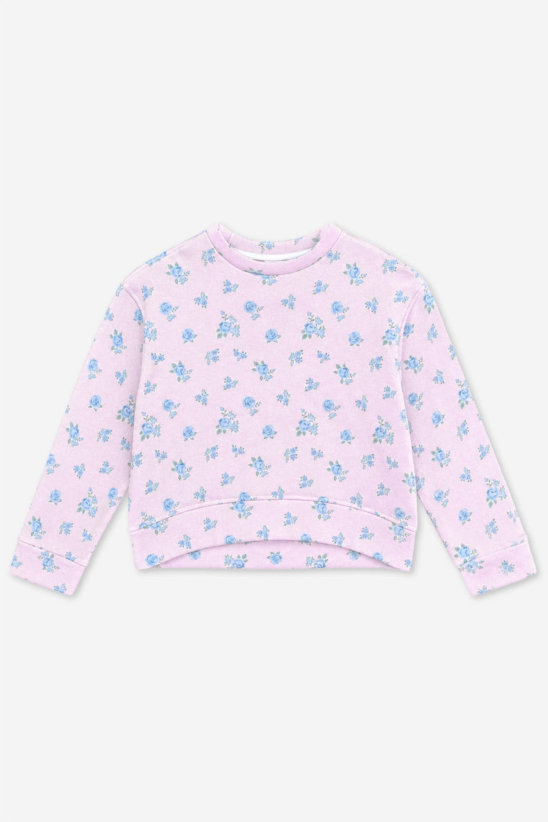 Cotton Soft French Terry Everyday Sweatshirt - Light Pink Floral - NEW!