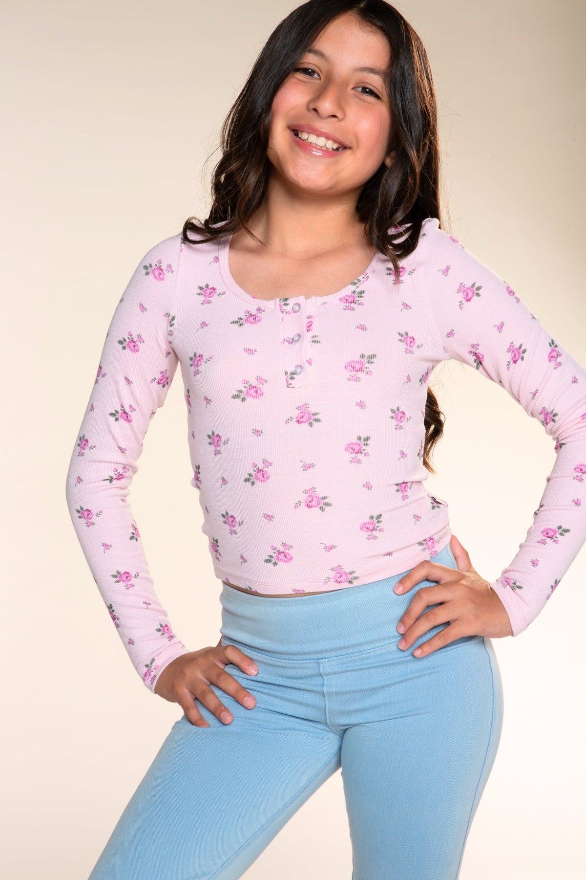 Ultra-Soft Rib Long Sleeve Fitted Henley - Powder Blue - NEW!