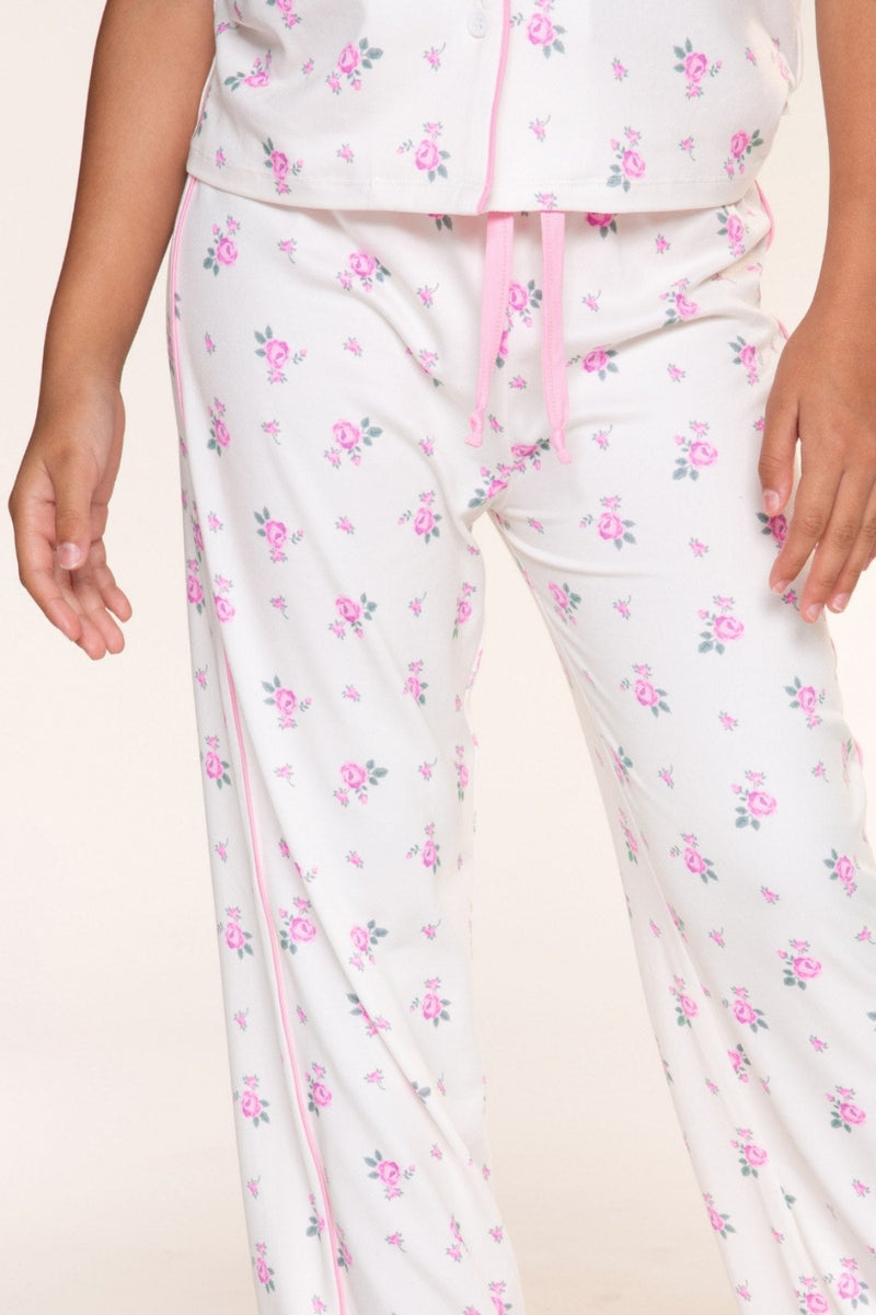 Simply Soft Button Down Tee & Karate Pant - Ivory Pink Floral - NEW!