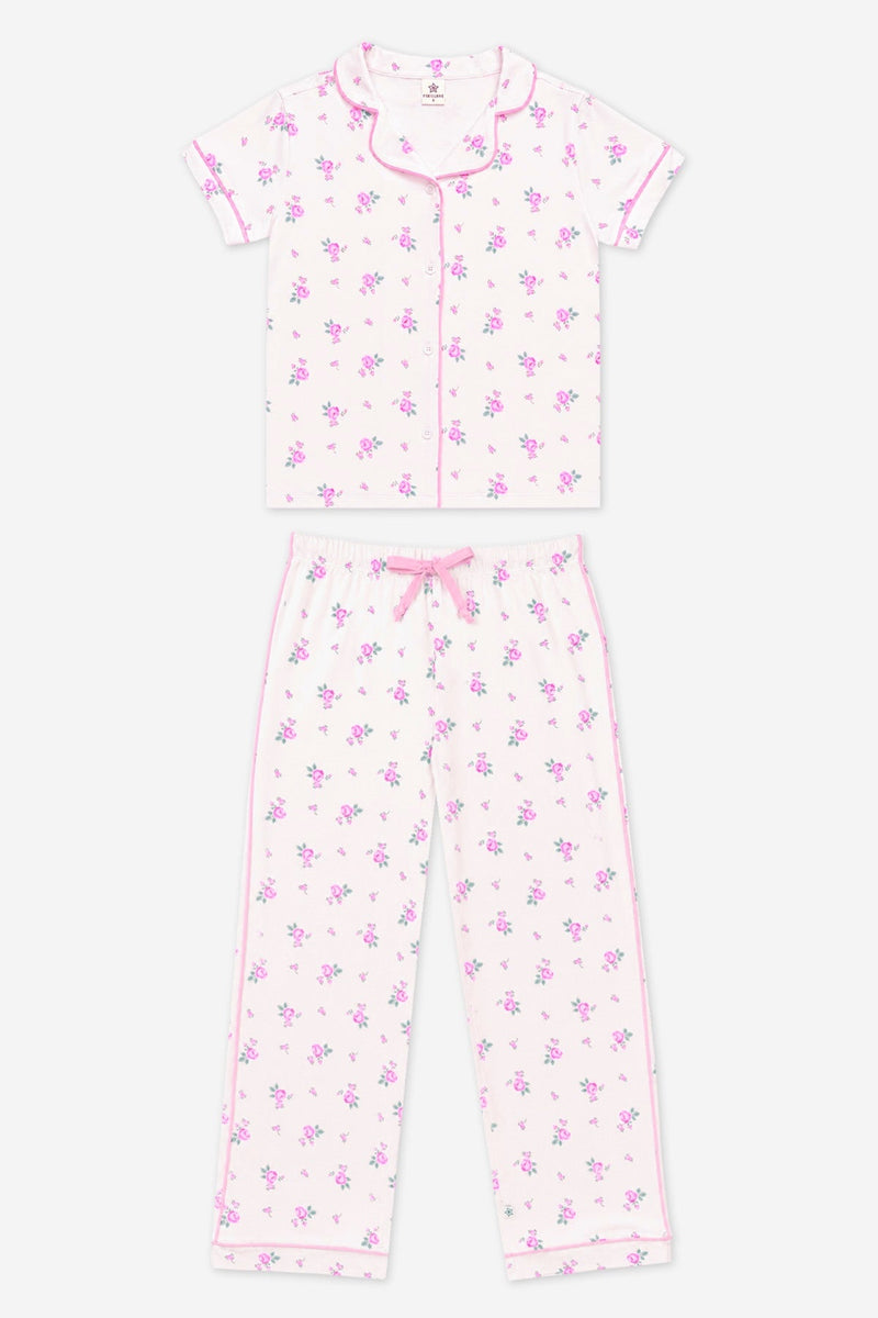 Simply Soft Button Down Tee & Karate Pant - Ivory Pink Floral - NEW!