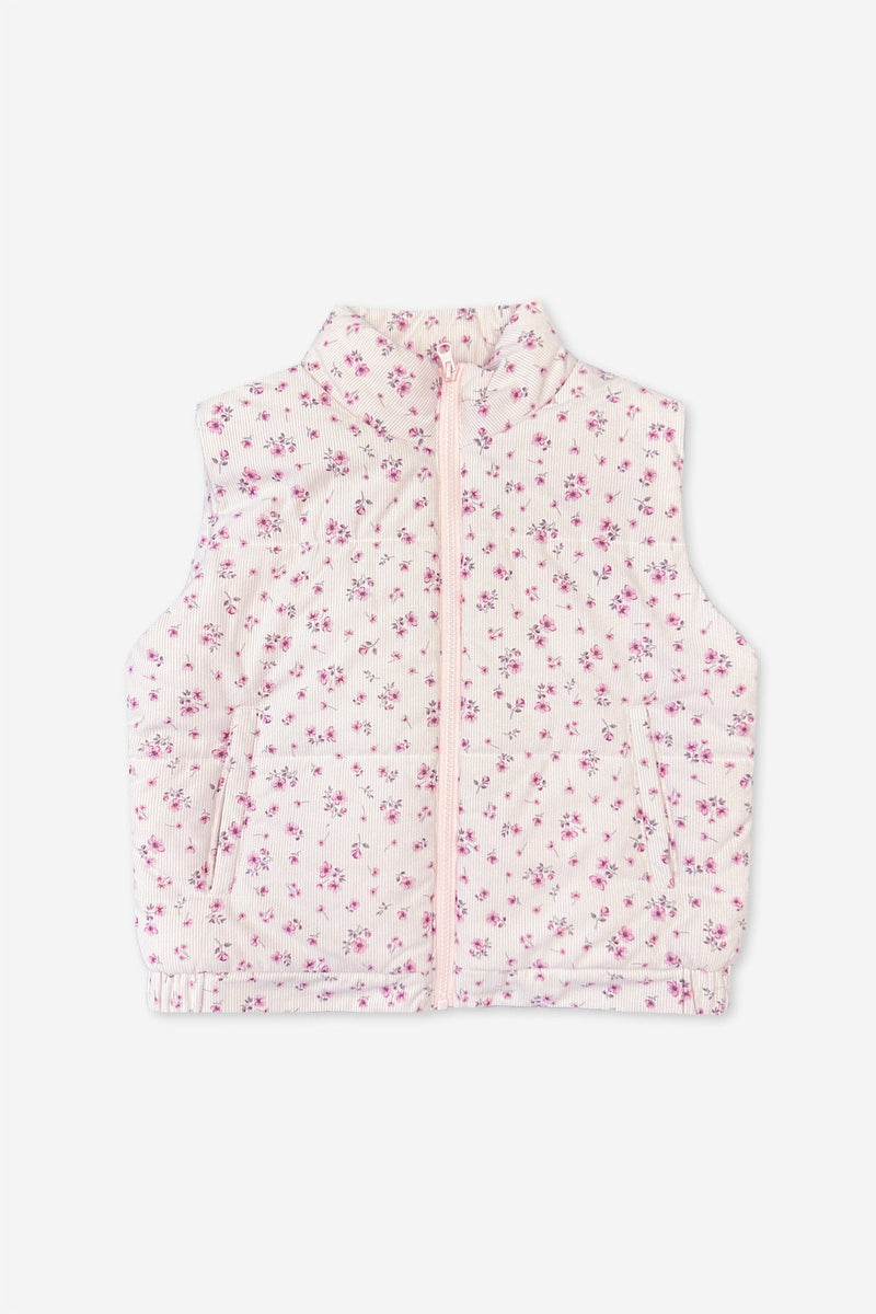 Relaxed Cuorduroy Puffer Vest - Pink Floral - NEW!