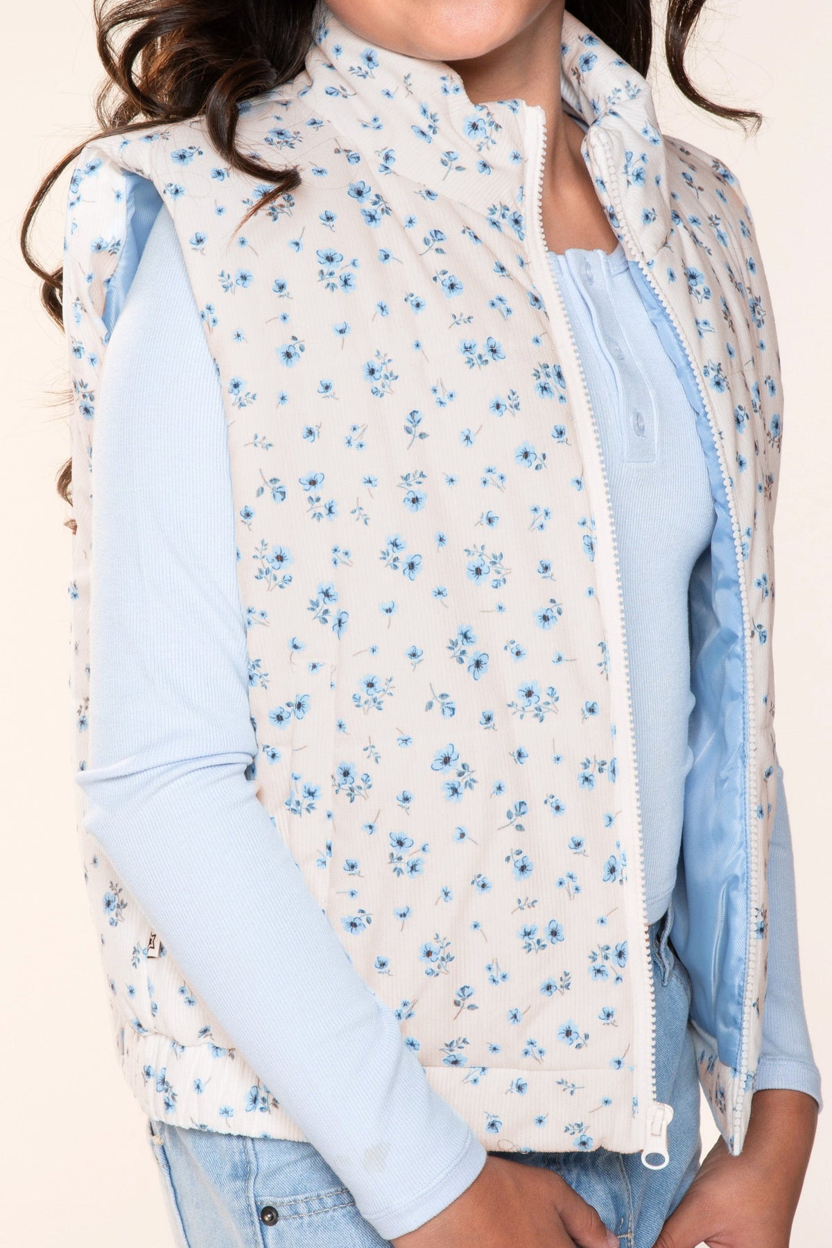 Relaxed Cuorduroy Puffer Vest - Pink Floral - NEW!