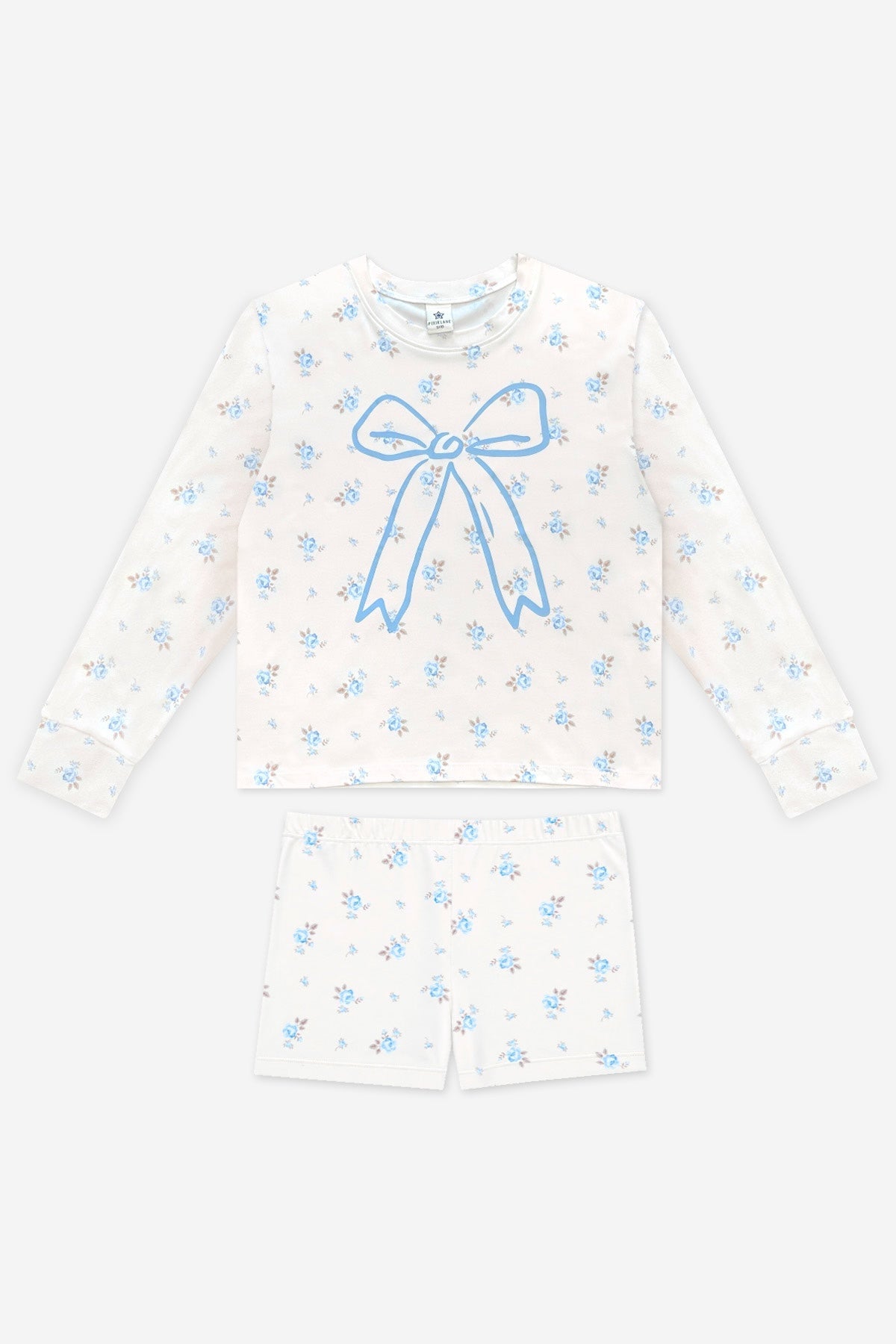 Simply Soft Long Sleeve Easy Tee & Tumble Short Lounge Set - Ivory Pink Floral Heart - NEW!