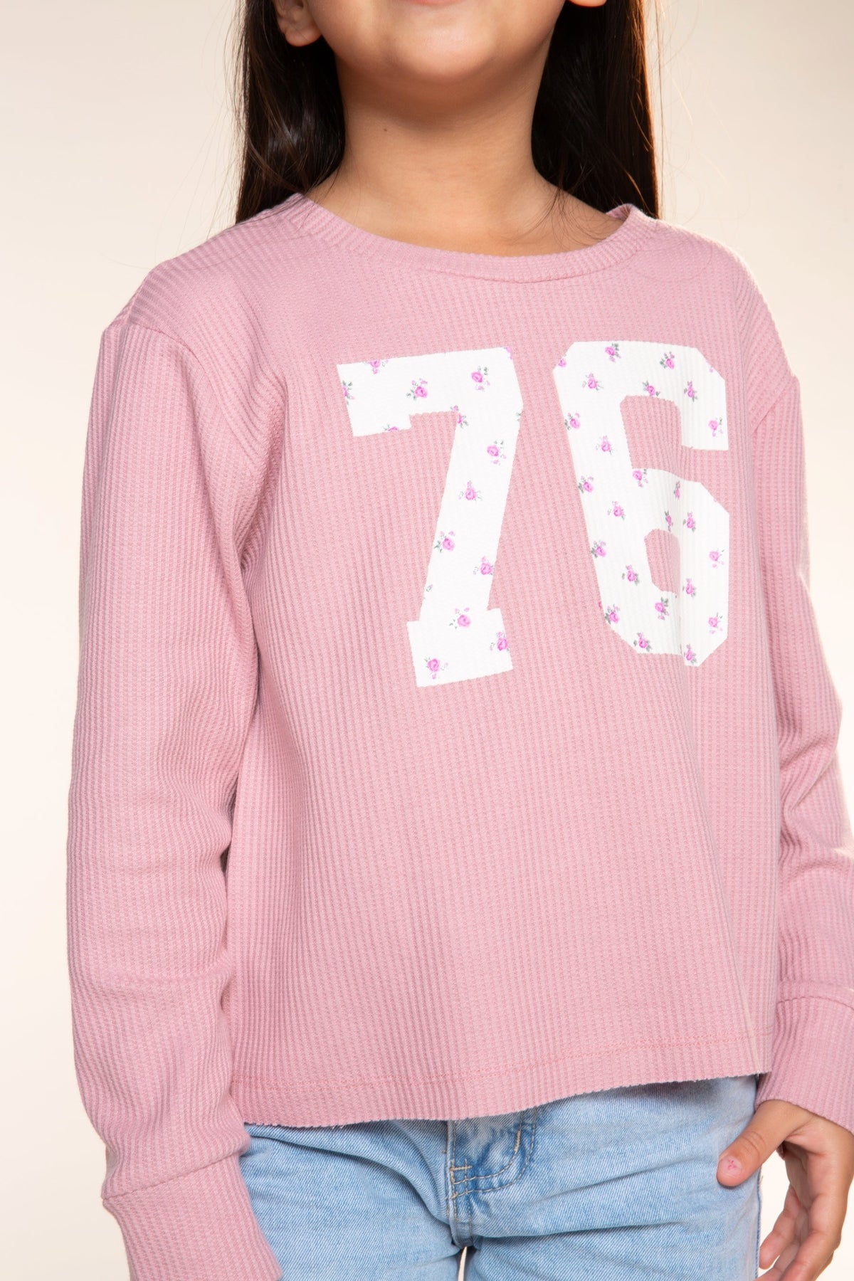 Waffle Long Sleeve Easy Tee - Pink Floral 76 - NEW!