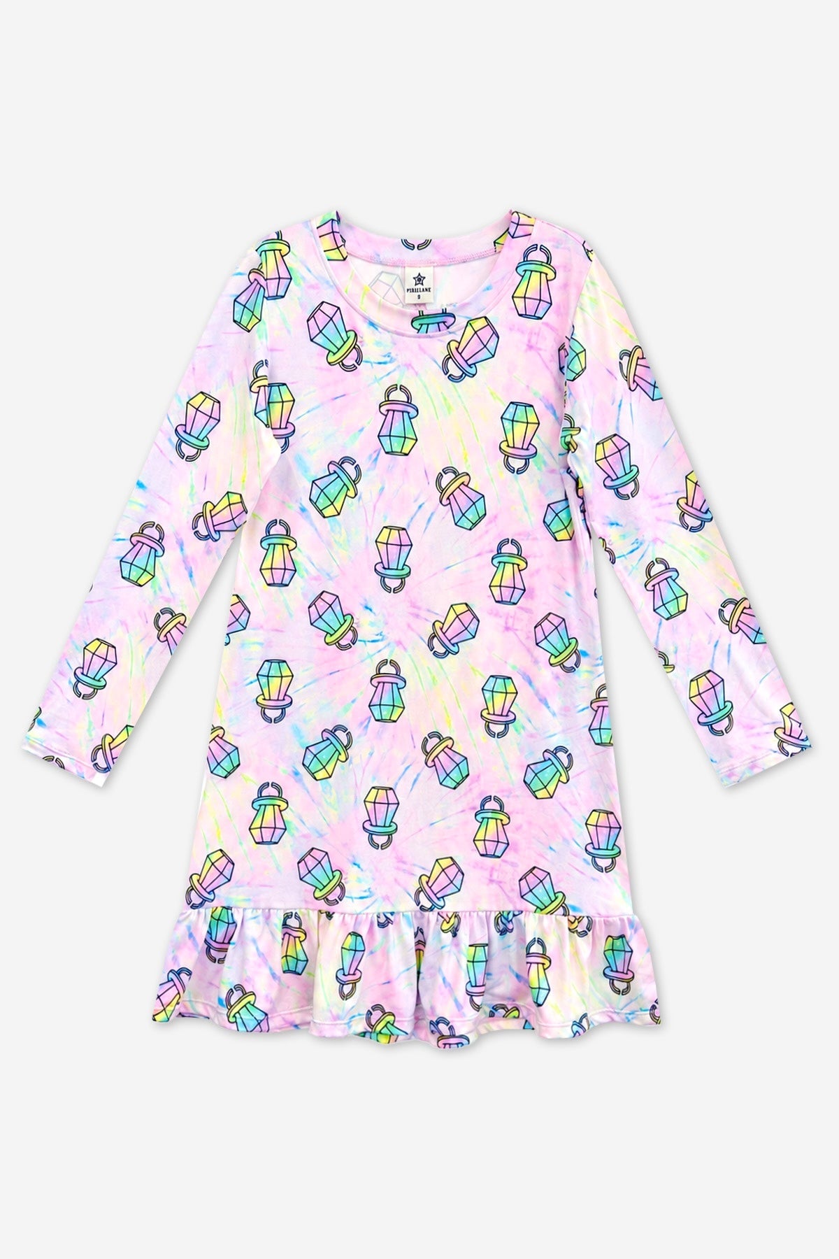 Simply Soft Long Sleeve Ruffle Lounge Dress - Ivory Cherries & Bears