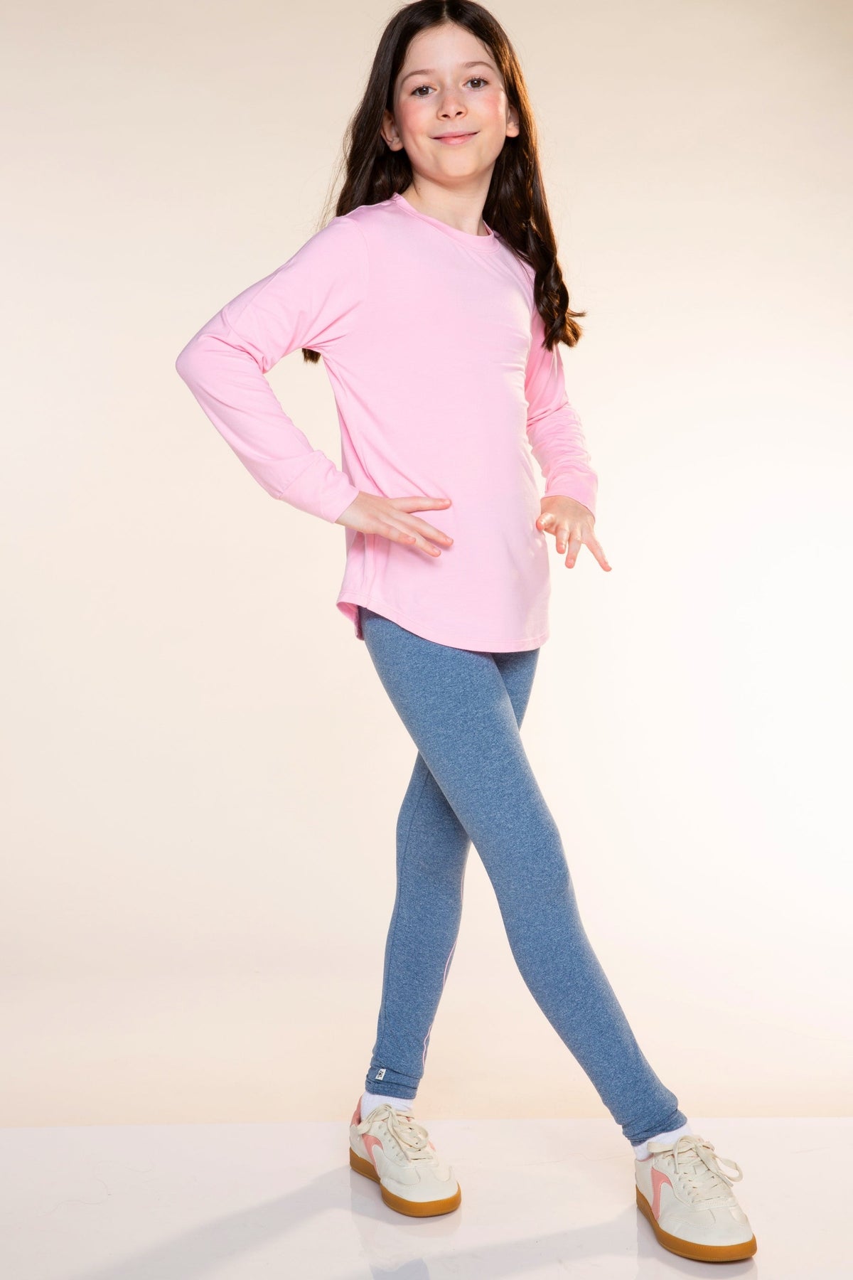 Modal Long Sleeve Shirttail Top - Light Pink - NEW!