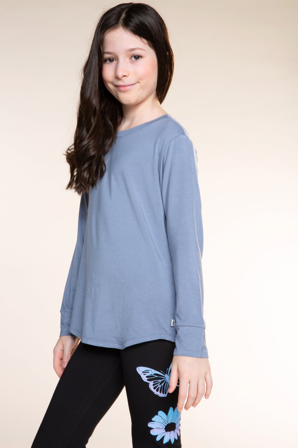 Modal Long Sleeve Shirttail Top - Light Pink - NEW!