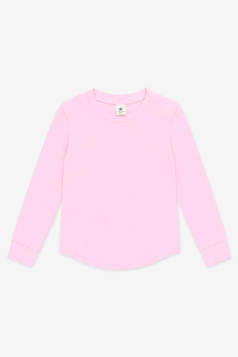 Modal Long Sleeve Shirttail Top - Light Pink - NEW!