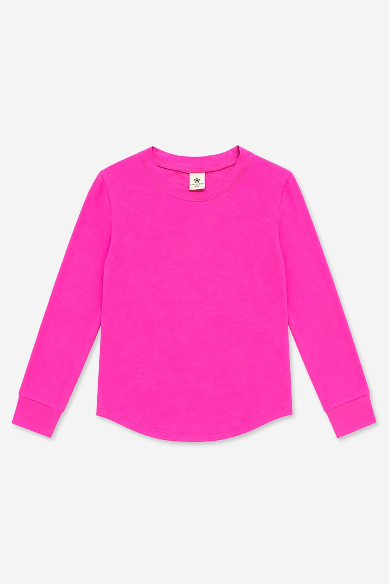 Modal Long Sleeve Shirttail Top - Hot Pink - NEW!