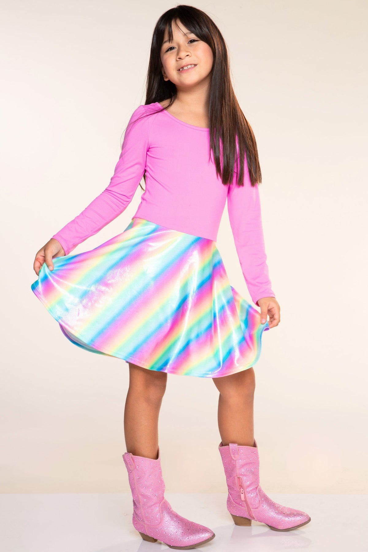 Simply Soft Long Sleeve Skater Dress - Black Graffiti Rainbow - NEW!