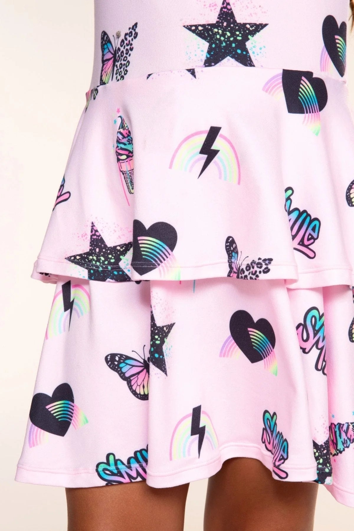 Gift Set - Simply Soft Ruffle Dress, Legging & Cozy Blanket - Light Pink Multi Rainbow Charms | Black - NEW!