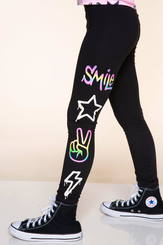 Simply Soft Luxe Mid-Rise Long Legging in Black Rainbow Smile Icons