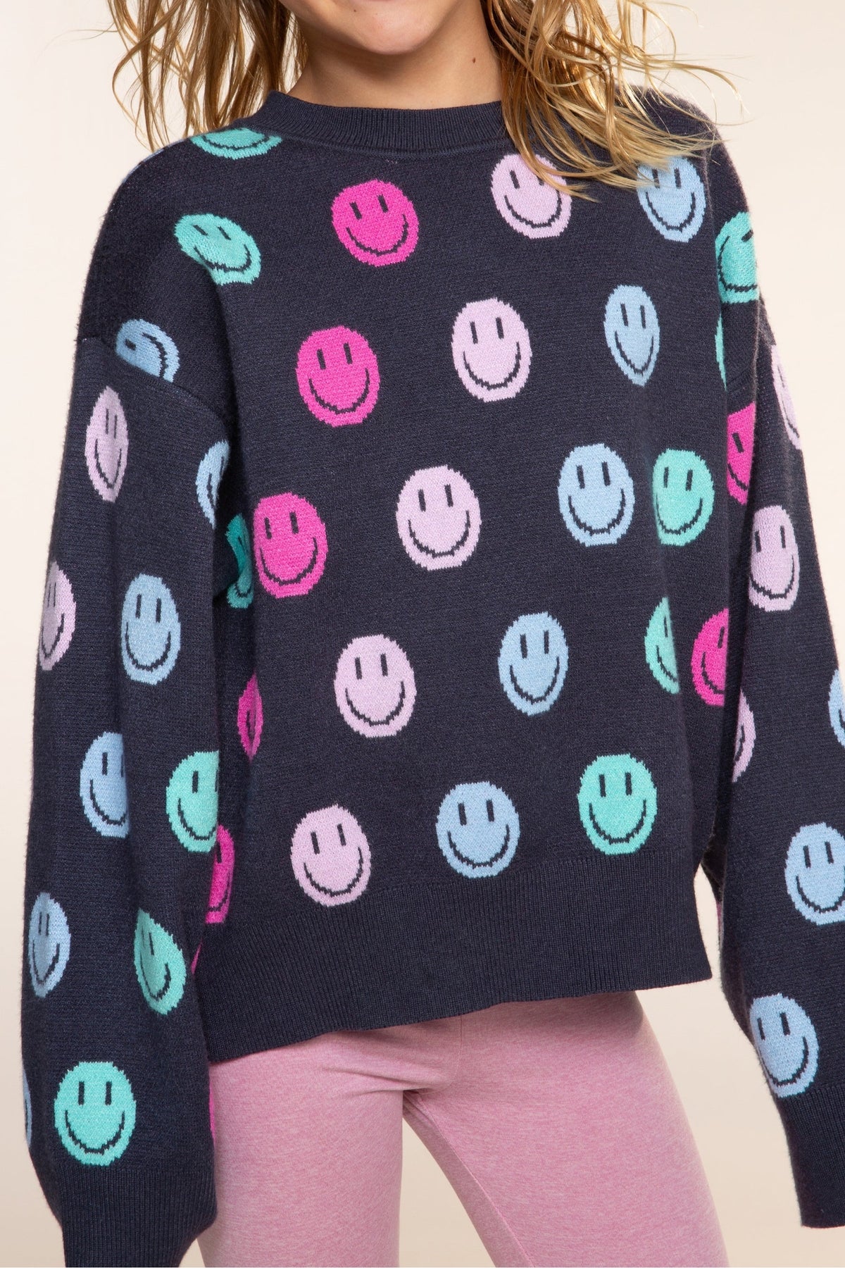 Yummy Soft Crew Neck Sweater - Bubble Gun Pink Blue Menorah - NEW!