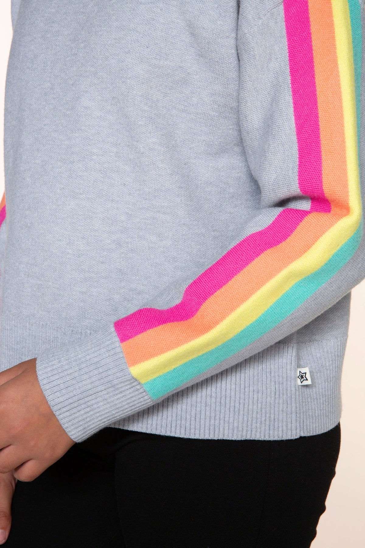 Yummy Soft Raglan Sweater - Heather Grey Rainbow Stripe - NEW!