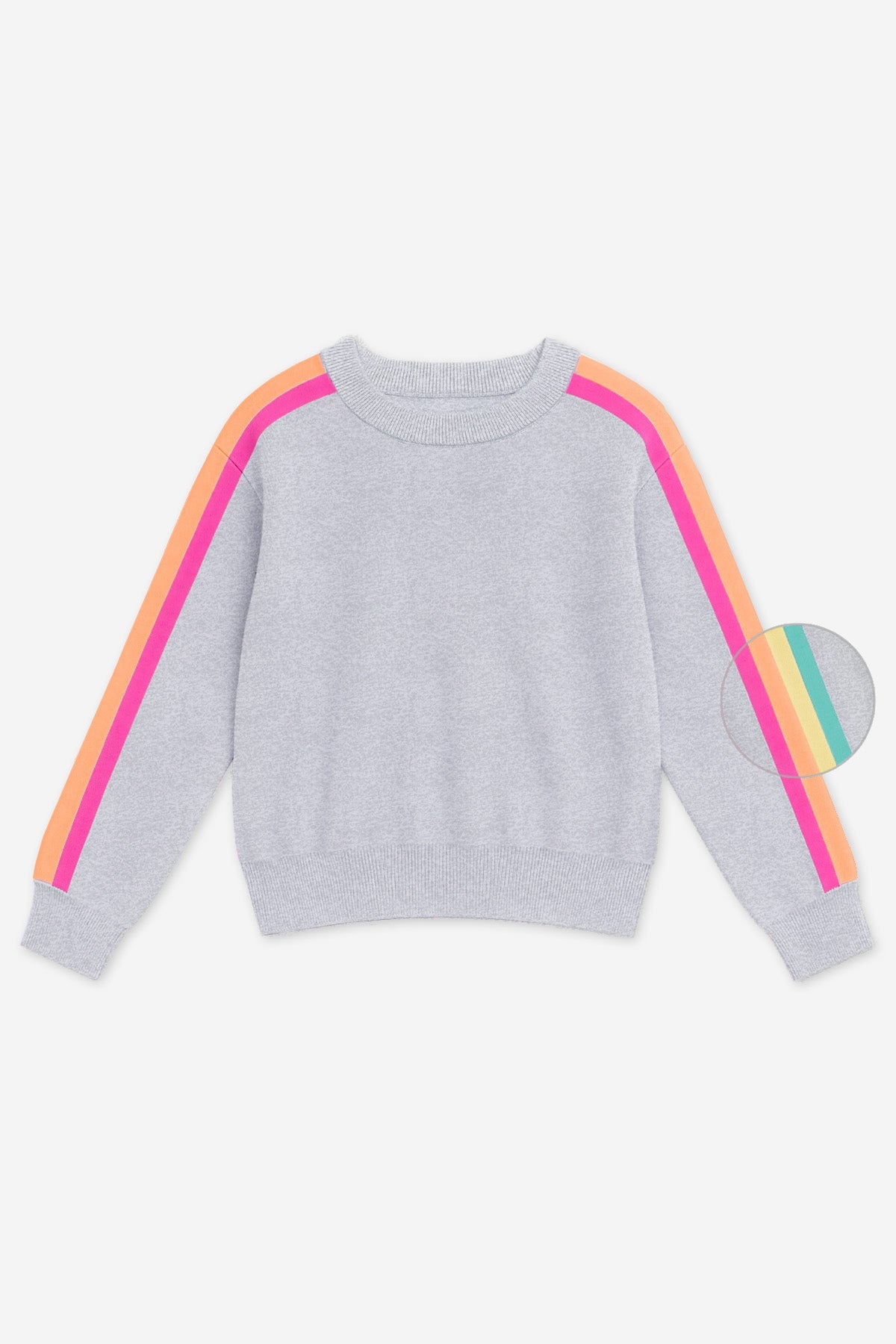 Yummy Soft Raglan Sweater - Heather Grey Rainbow Stripe - NEW!
