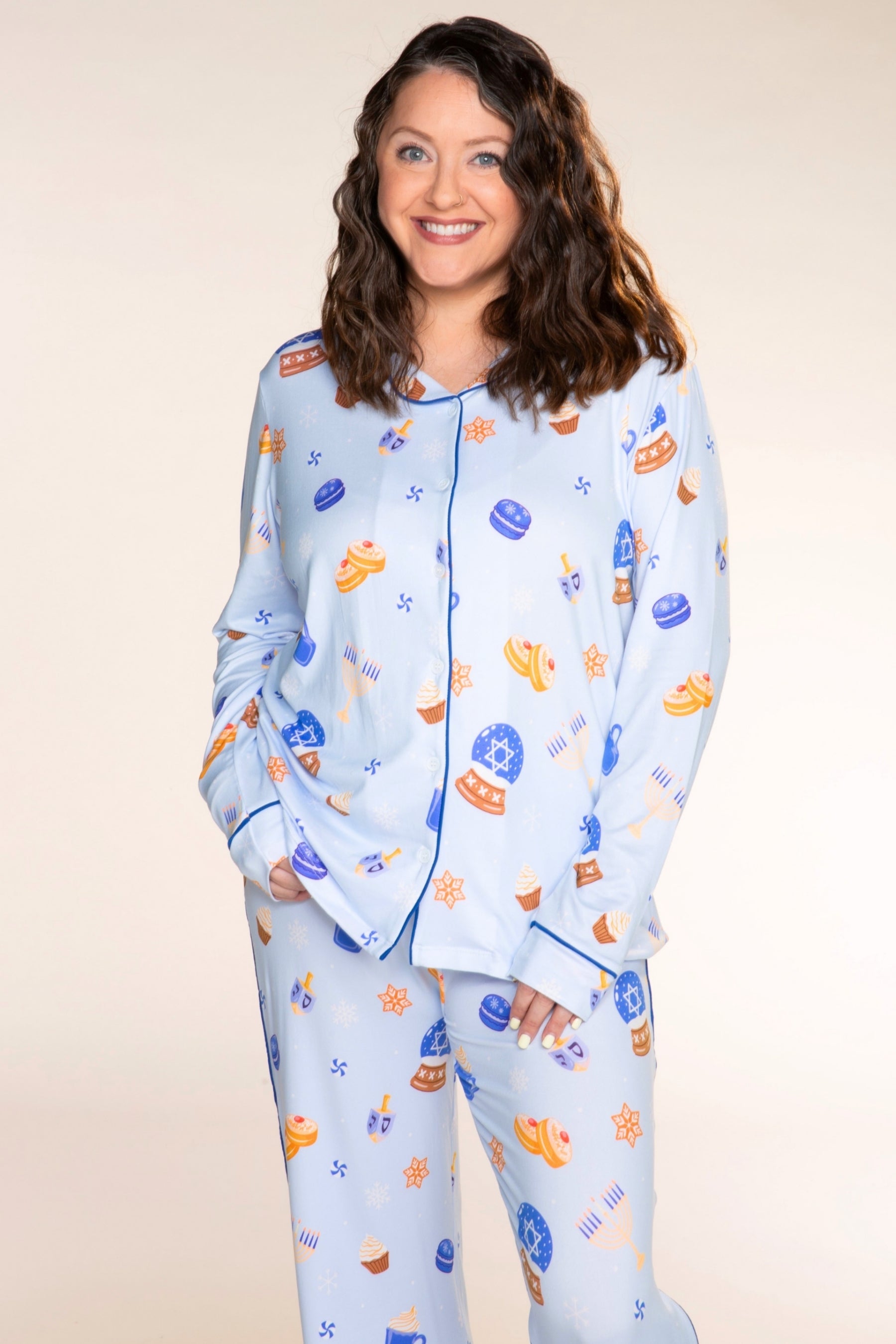 Women's Long Sleeve Simply Soft Button Down Top & Karate Pant