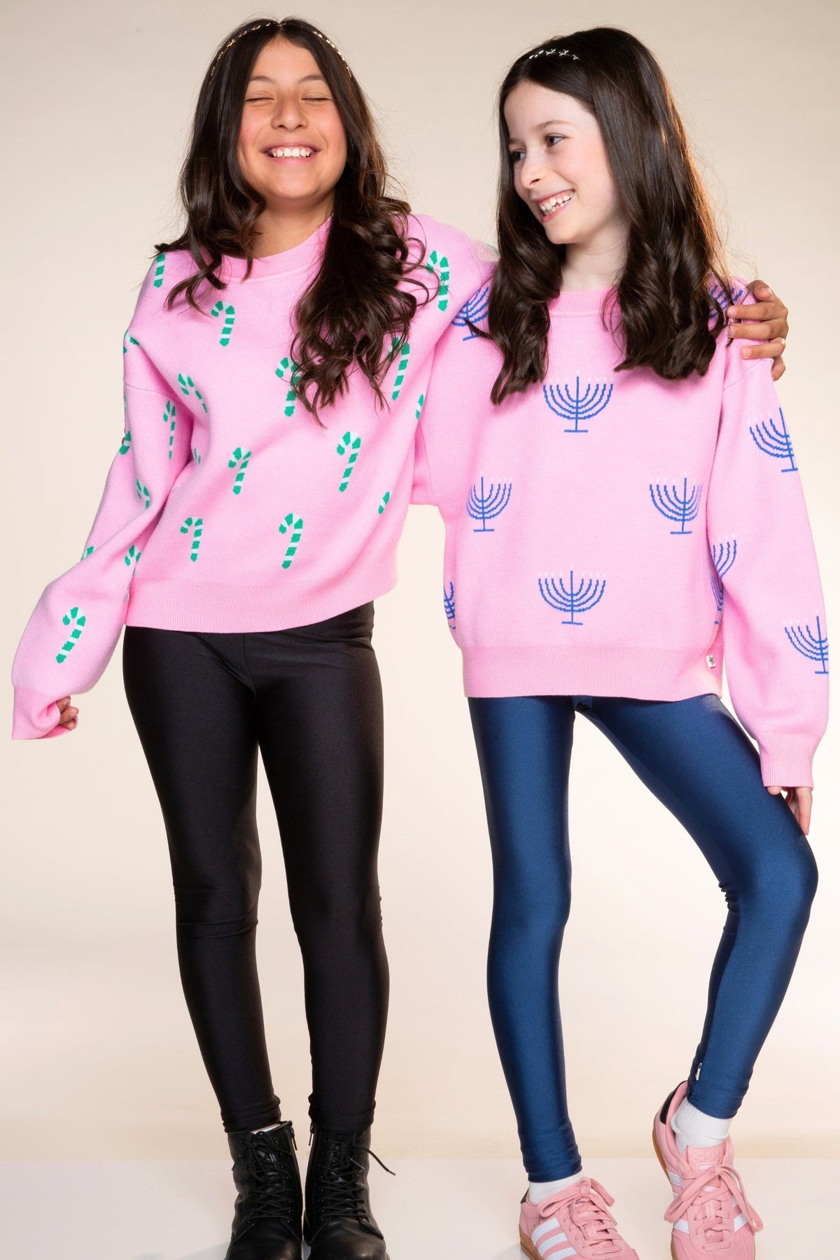 Yummy Soft Crew Neck Sweater - Bubble Gun Pink Blue Menorah - NEW!