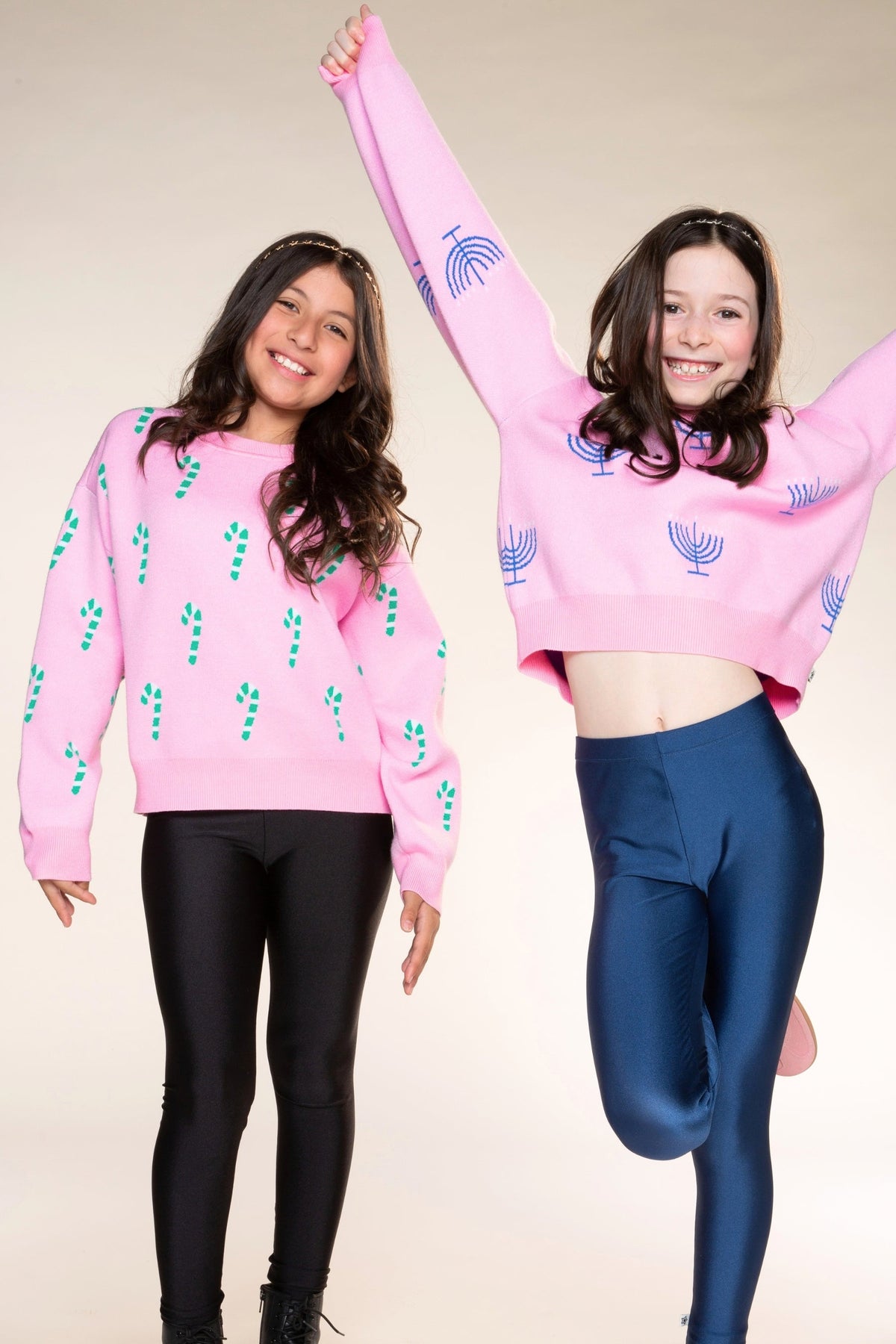 Yummy Soft Crew Neck Sweater - Bubble Gun Pink Blue Menorah - NEW!