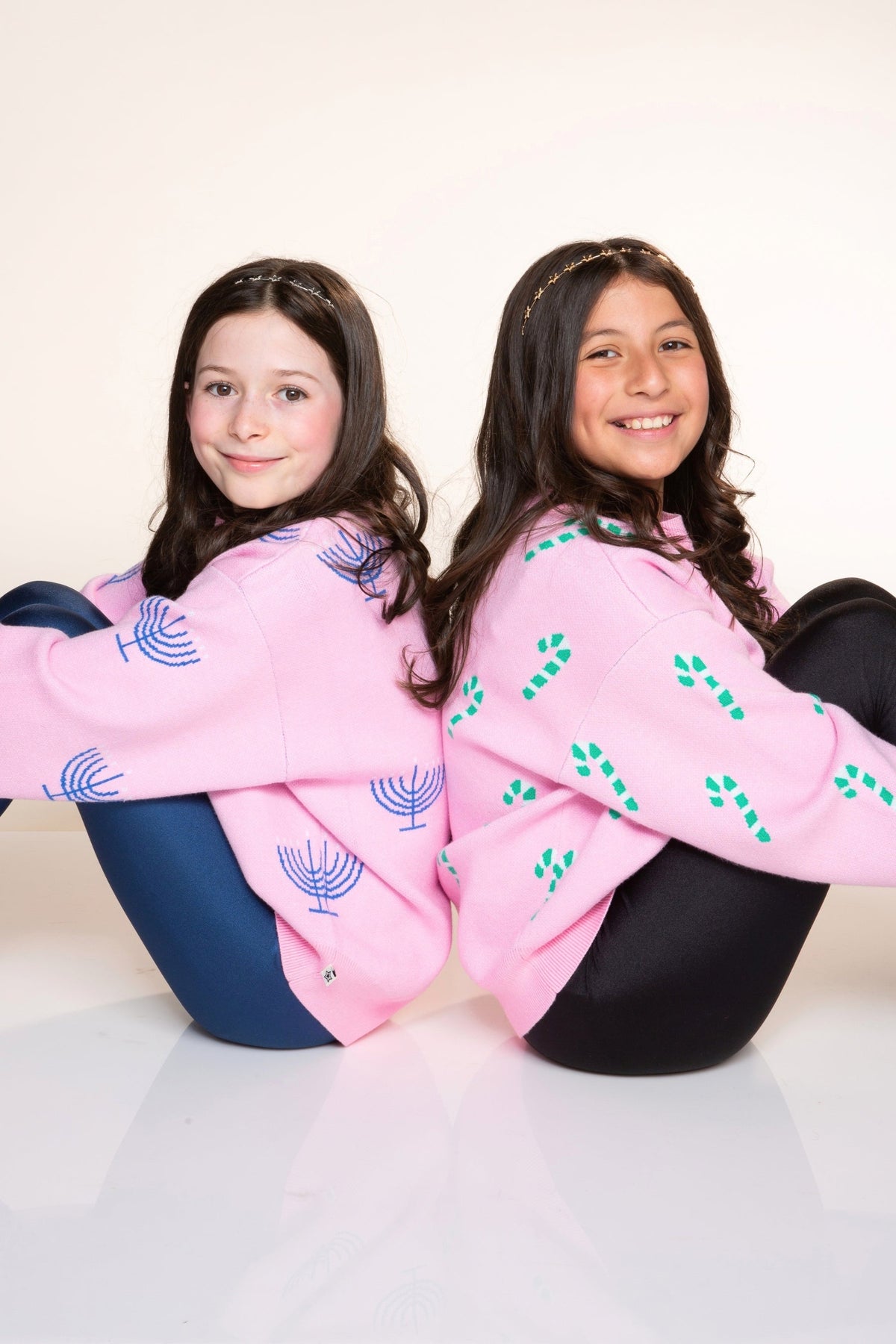 Yummy Soft Crew Neck Sweater - Bubble Gun Pink Blue Menorah - NEW!