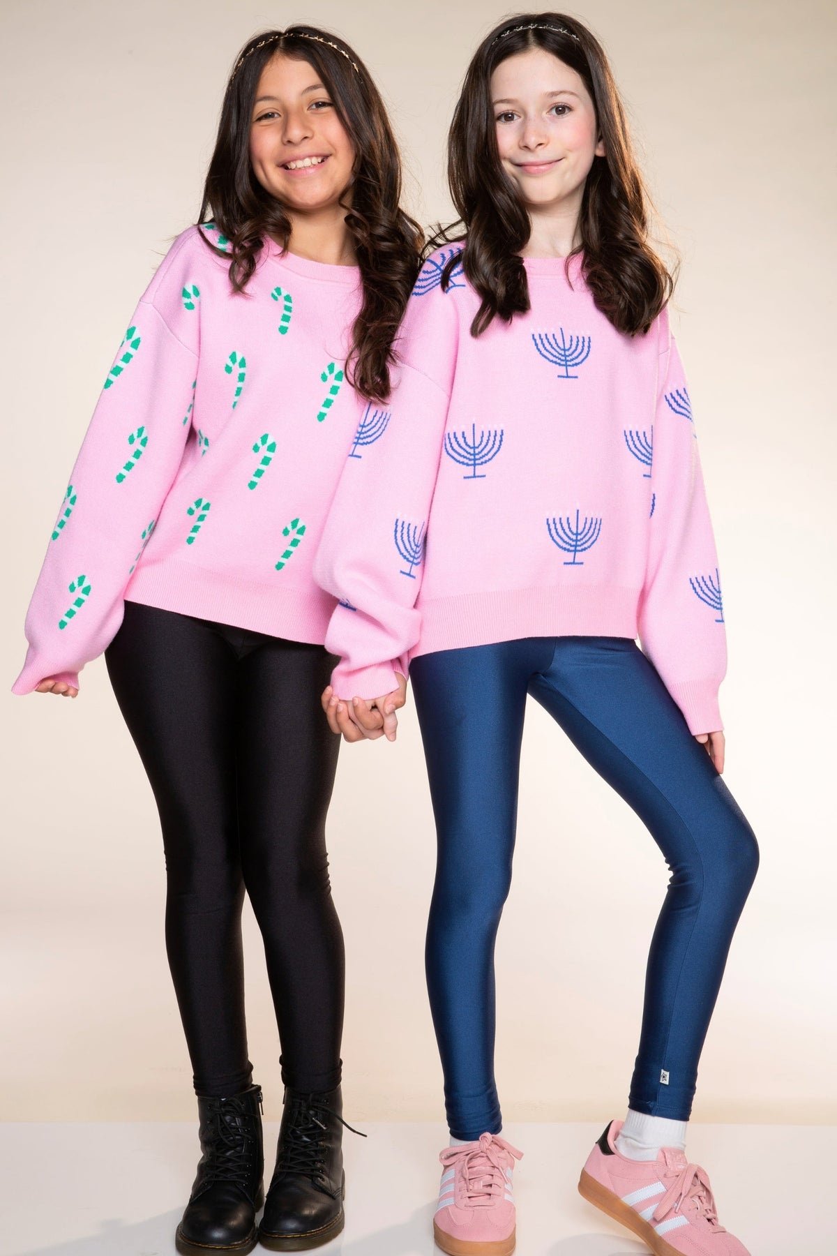 Yummy Soft Crew Neck Sweater - Bubble Gun Pink Blue Menorah - NEW!