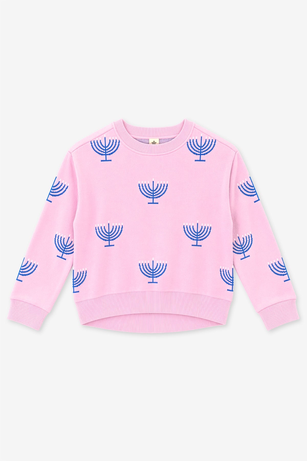 Yummy Soft Crew Neck Sweater - Bubble Gun Pink Blue Menorah - NEW!