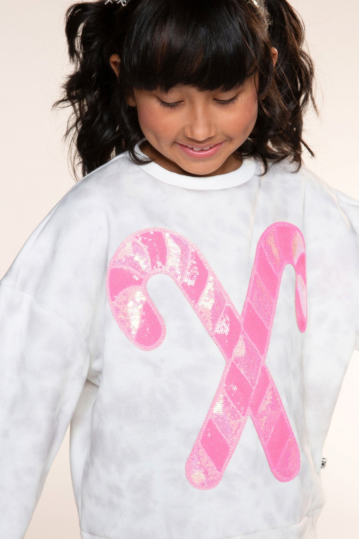 Cloud Soft French Terry Crew Sweatshirt - Blue Ivory Tie Dye Pink Menorah Sequin - NEW!