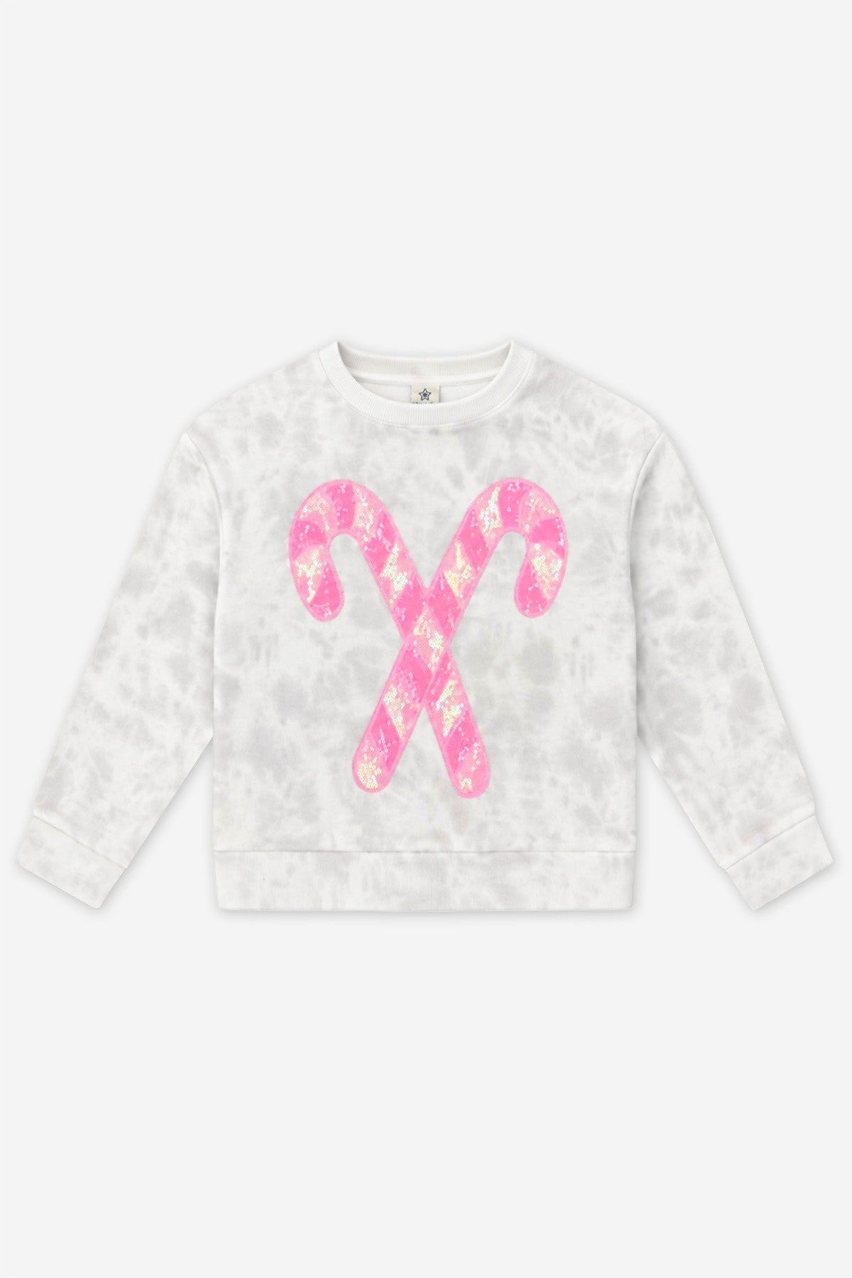 Cloud Soft French Terry Crew Sweatshirt - Blue Ivory Tie Dye Pink Menorah Sequin - NEW!