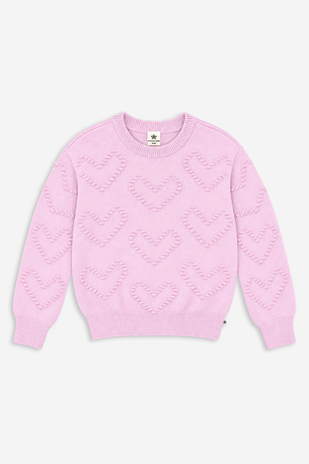 Yummy Soft Crew Shaker Sweater - Denim Blush Pearly Bows - NEW!