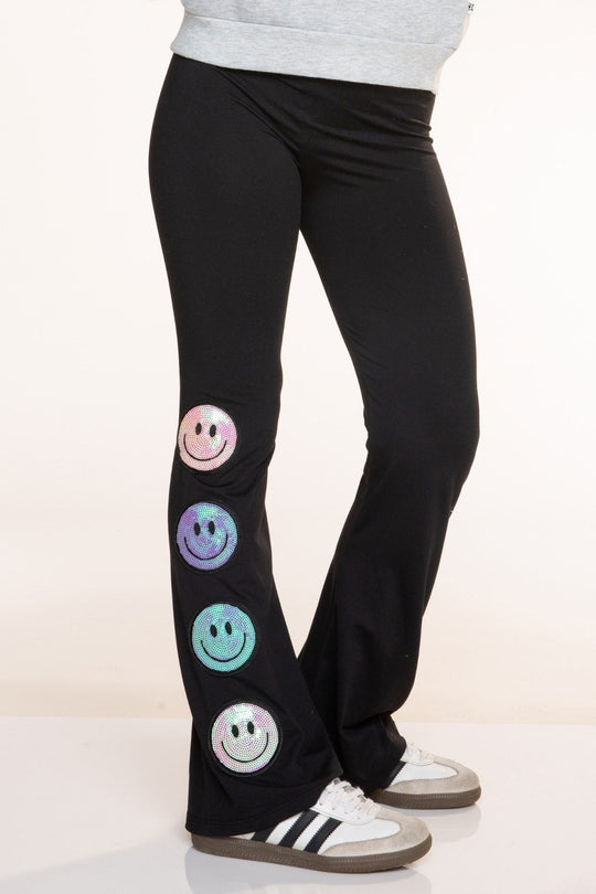 Simply Soft Luxe Flare Legging in Black Sequin Smile