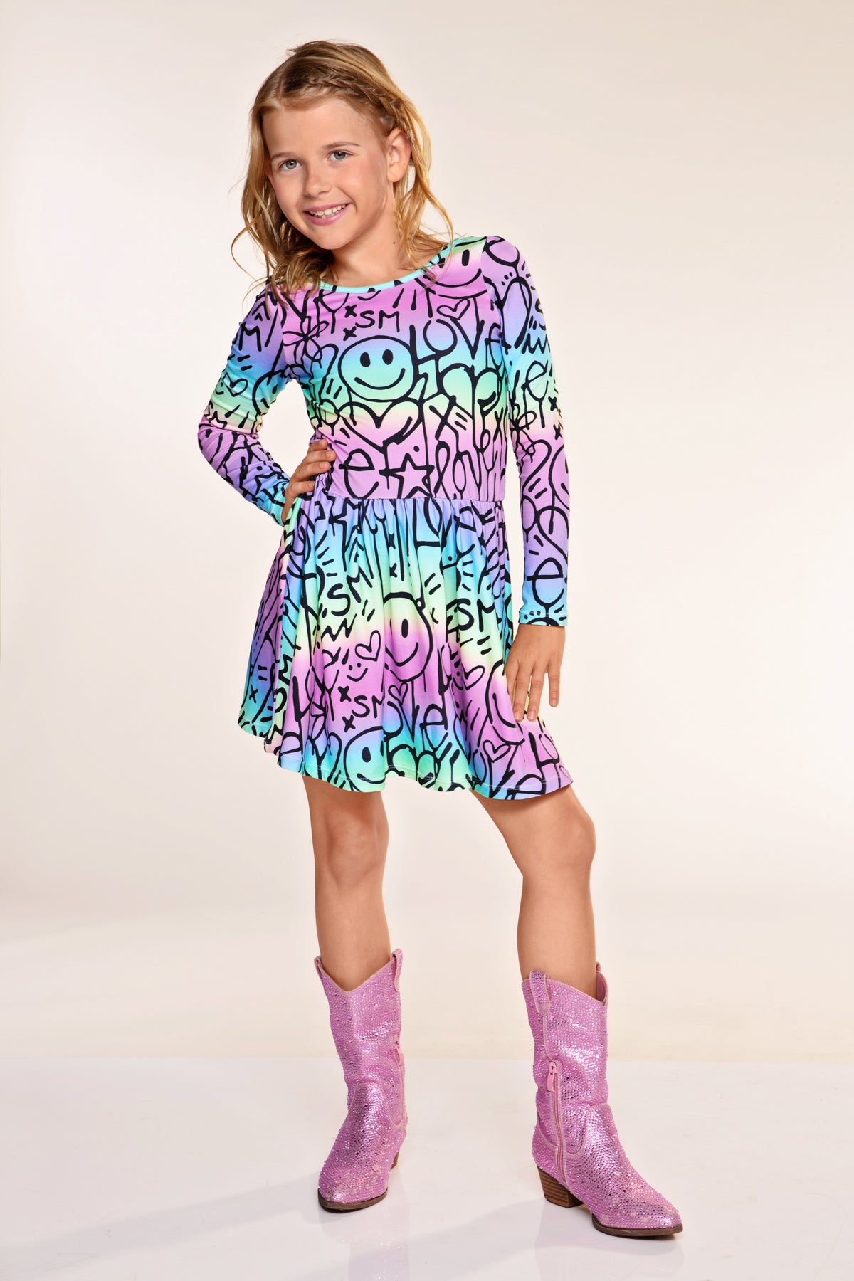 Gift Set - Simply Soft Dress, Liquid Legging & Cozy Blanket - Rainbow Ombre Love Smile Graffiti | Black - NEW!