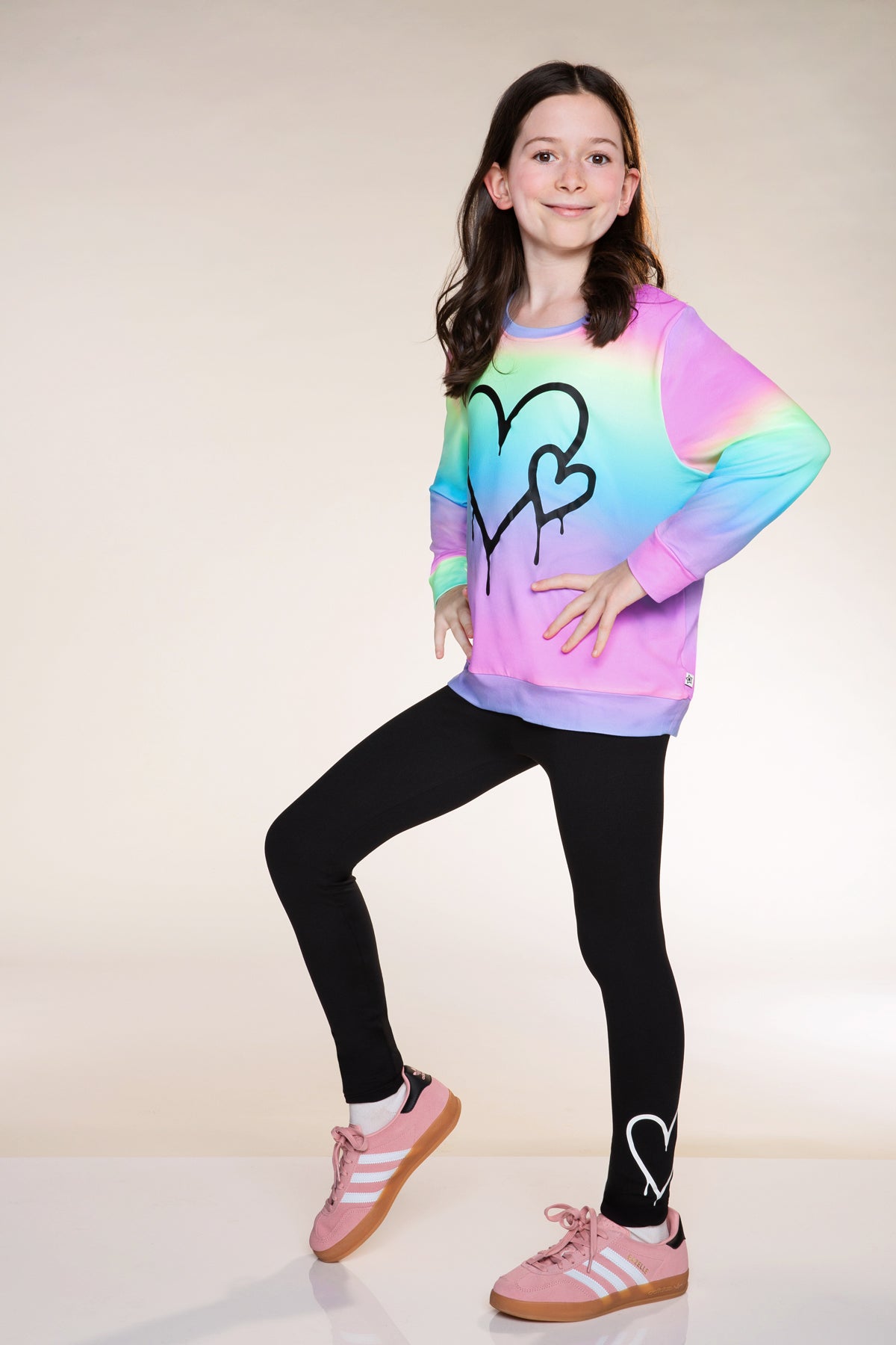 Simply Soft Long Sleeve Crew Top & Long Legging Set - Black Rainbow Tie Dye Star - NEW!
