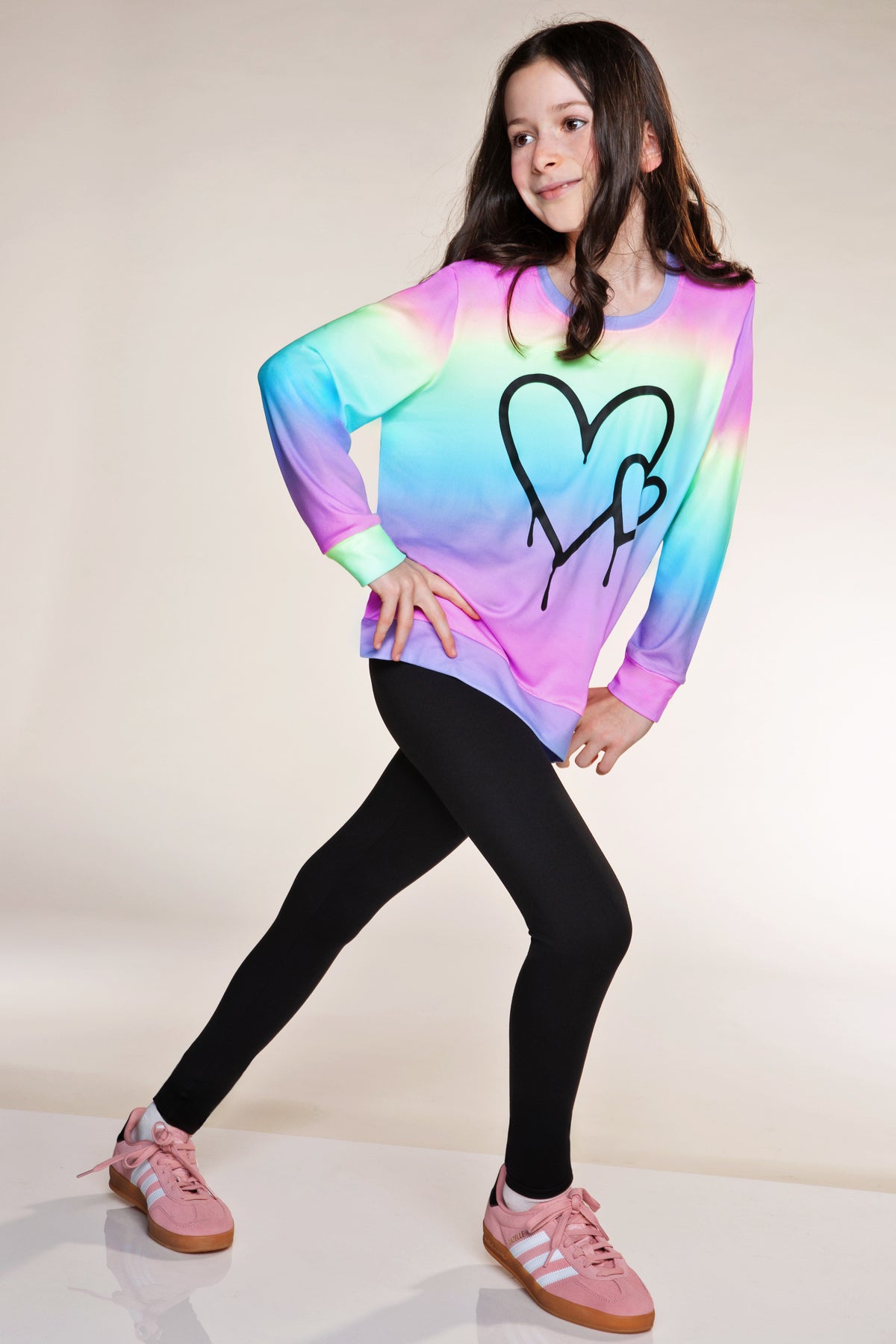 Simply Soft Long Sleeve Crew Top & Long Legging Set - Black Rainbow Tie Dye Star - NEW!