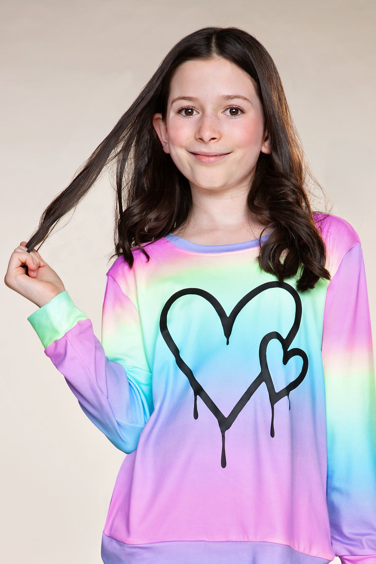 Simply Soft Long Sleeve Crew Top & Long Legging Set - Black Rainbow Tie Dye Star - NEW!