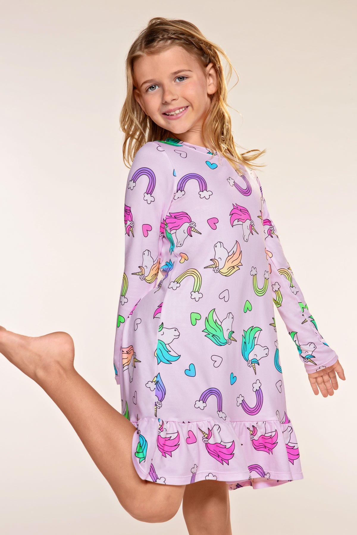 Simply Soft Long Sleeve Ruffle Lounge Dress - Dusty Pink Sticker Emojis