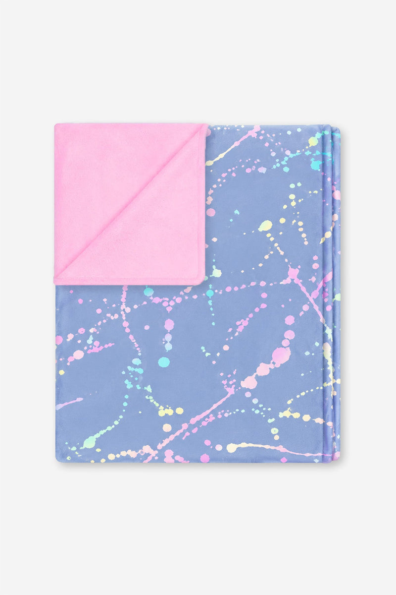 Simply Soft Reversible Blanket - Denim Rainbow Splatter - NEW!
