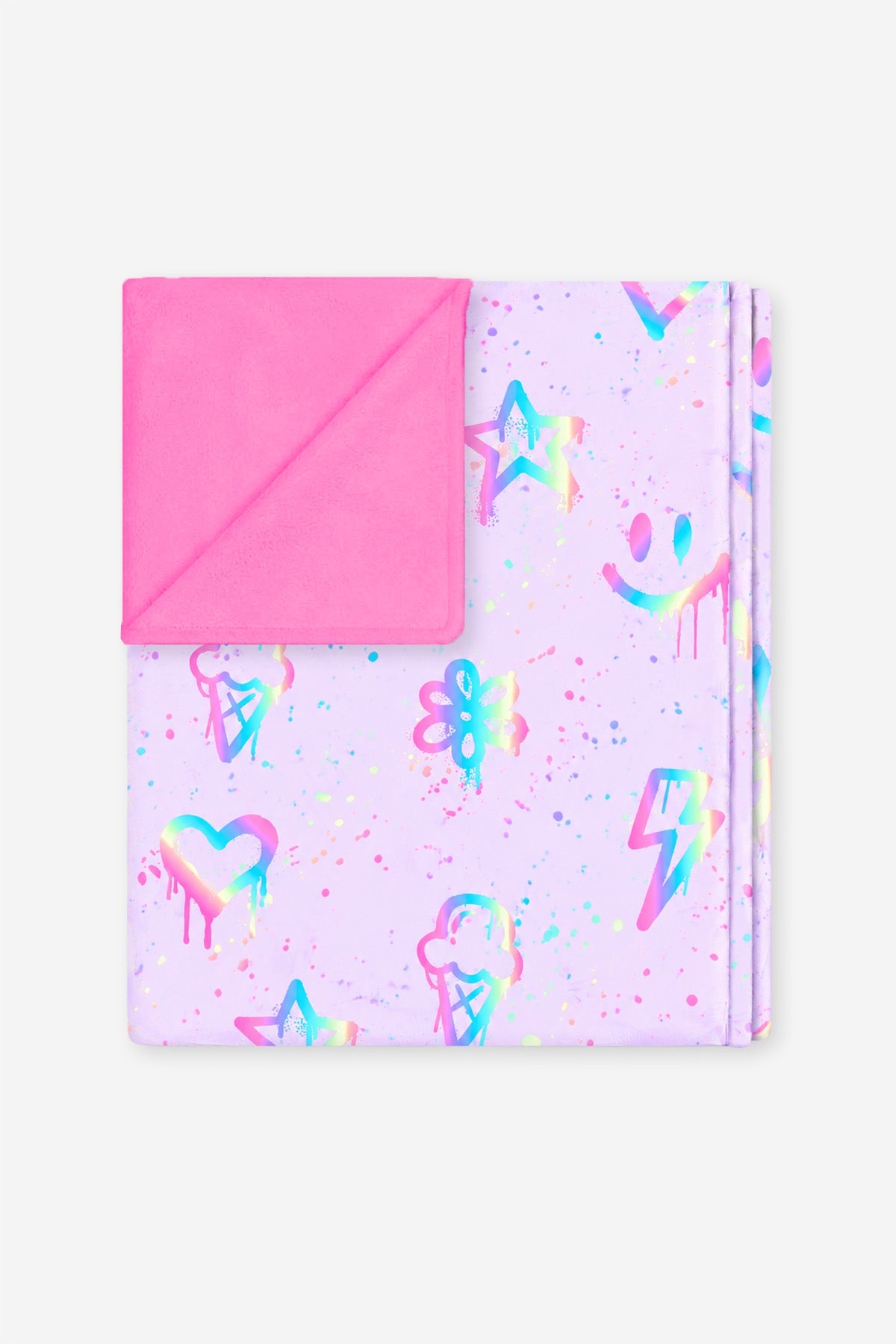 Simply Soft Reversible Blanket - Pastel Purple Graffiti Rainbow - NEW!