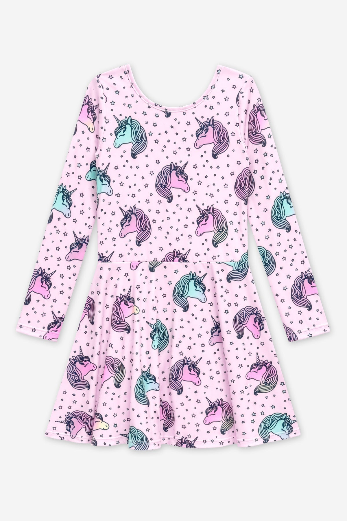 Simply Soft Long Sleeve Skater Dress - Pink Rainbow Unicorn - NEW!