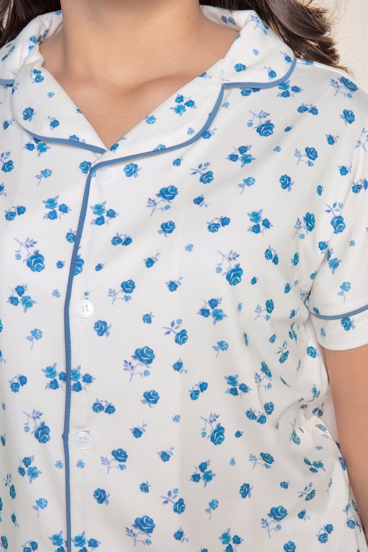 Gift Set - Simply Soft Button Down Tee & Karate Pant & Cozy Blanket - Ivory Denim Floral - NEW!