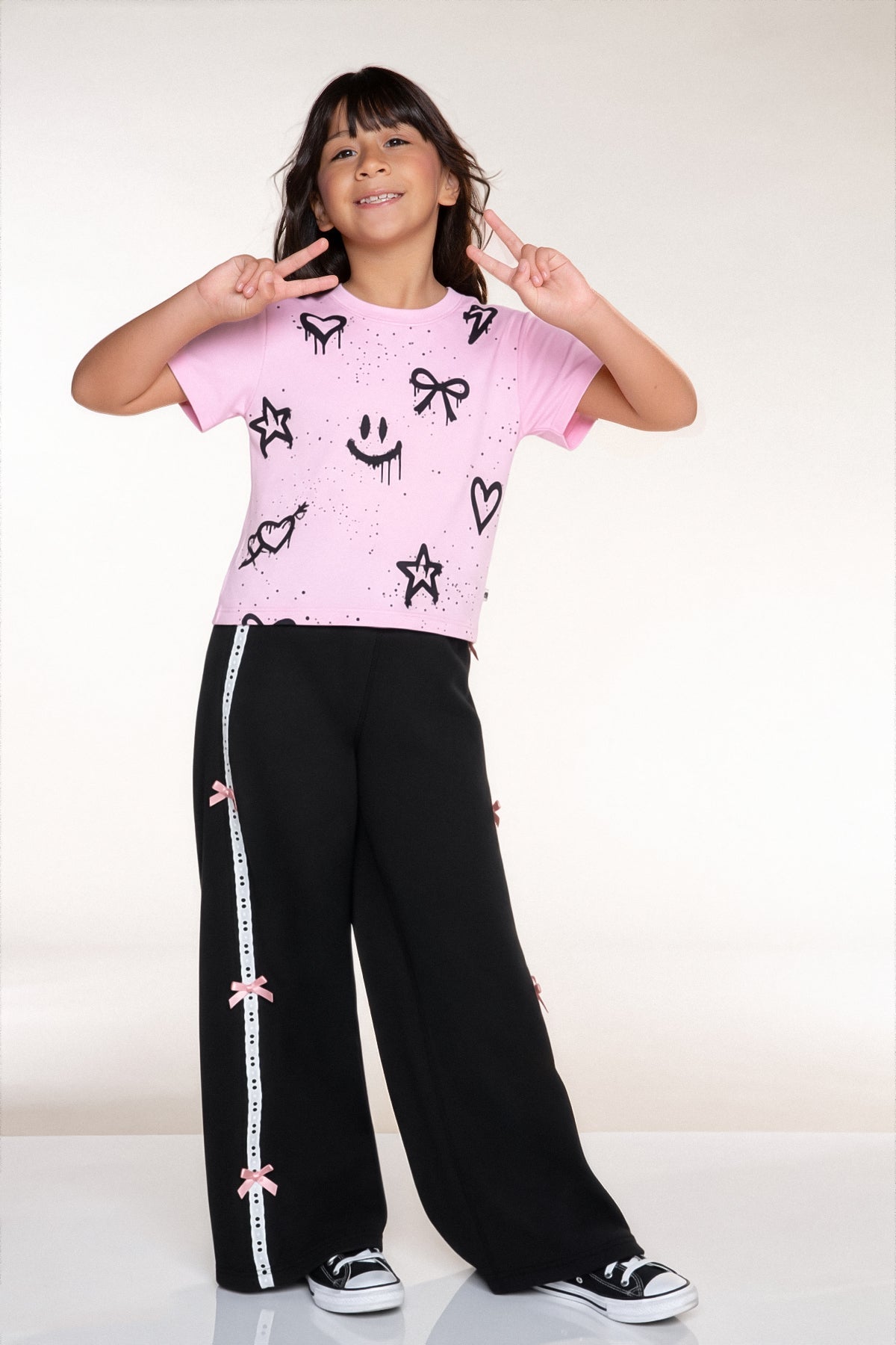 Simply Soft Easy Tee - Black Pink Bow Splatter - NEW!